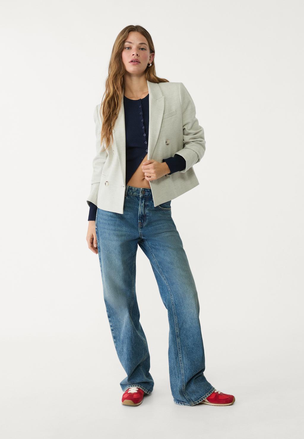 Cropped double-breasted blazer