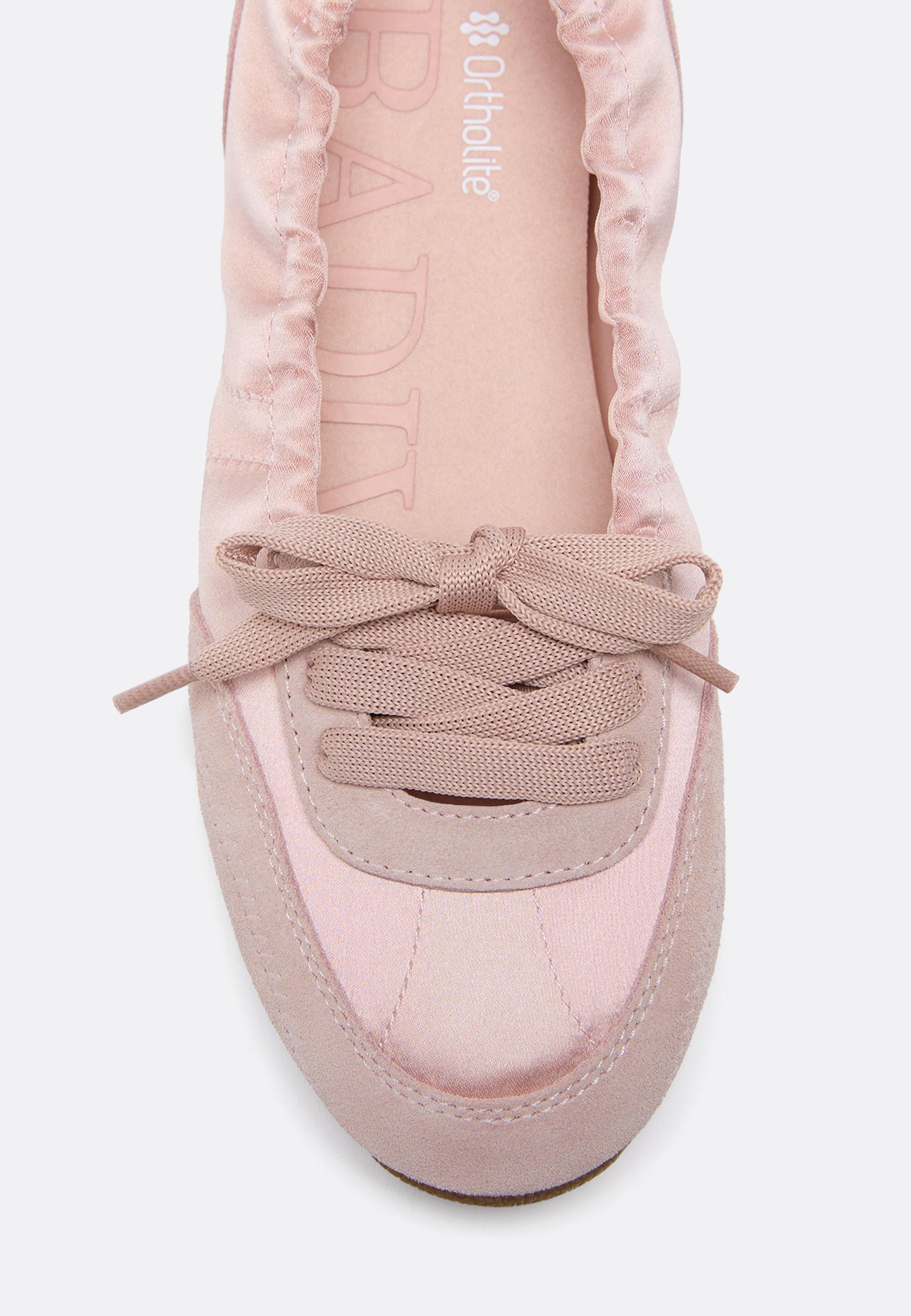 Sports ballet flats with leather details — PINK