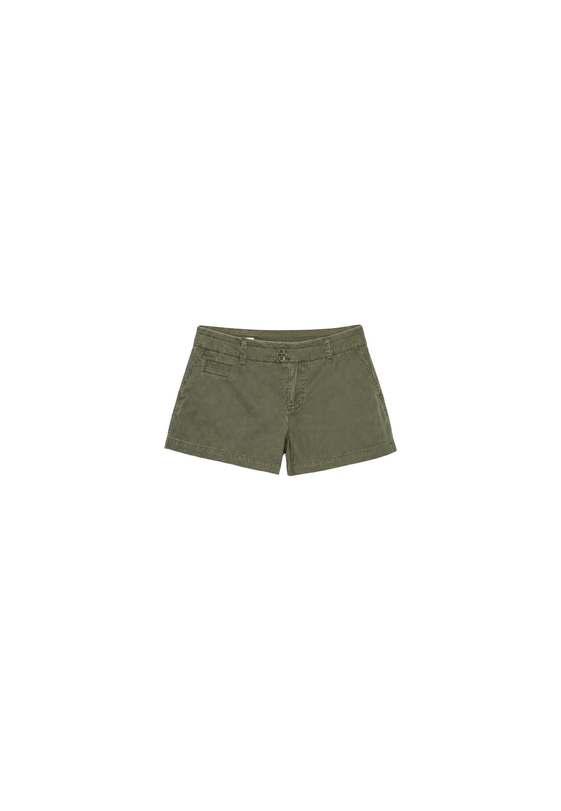 Double-button mini shorts — Khaki