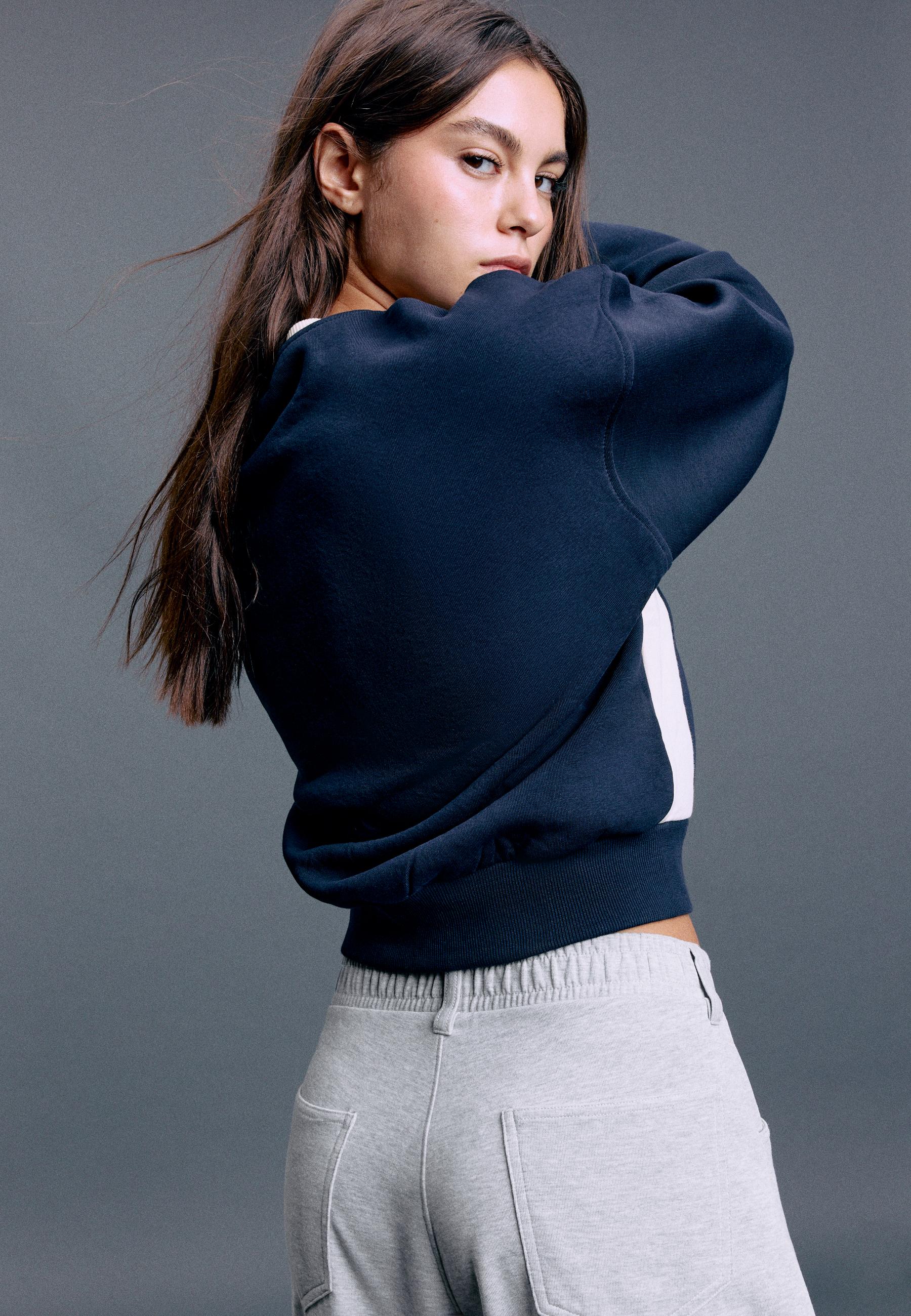 Contrast collar sweatshirt — Navy blue