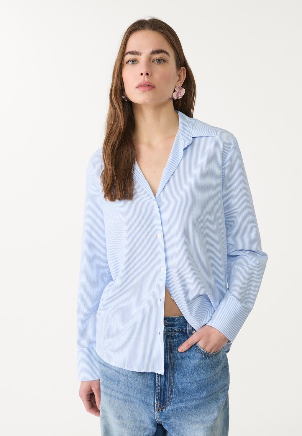 Striped poplin shirt