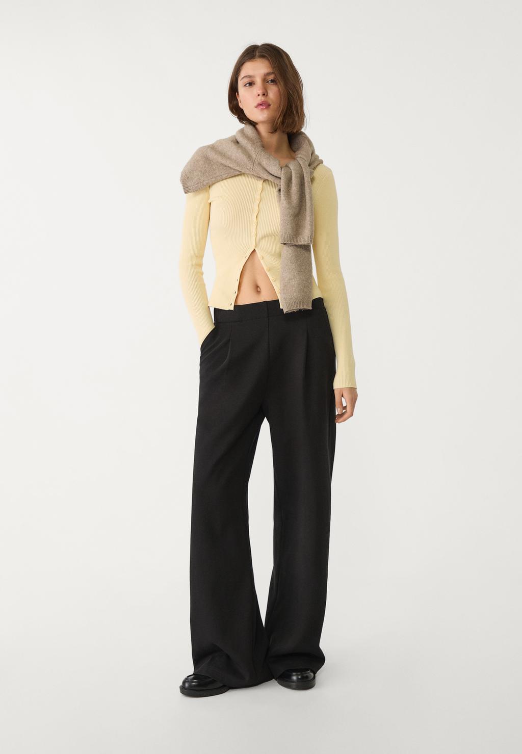 Interlock knit darted trousers