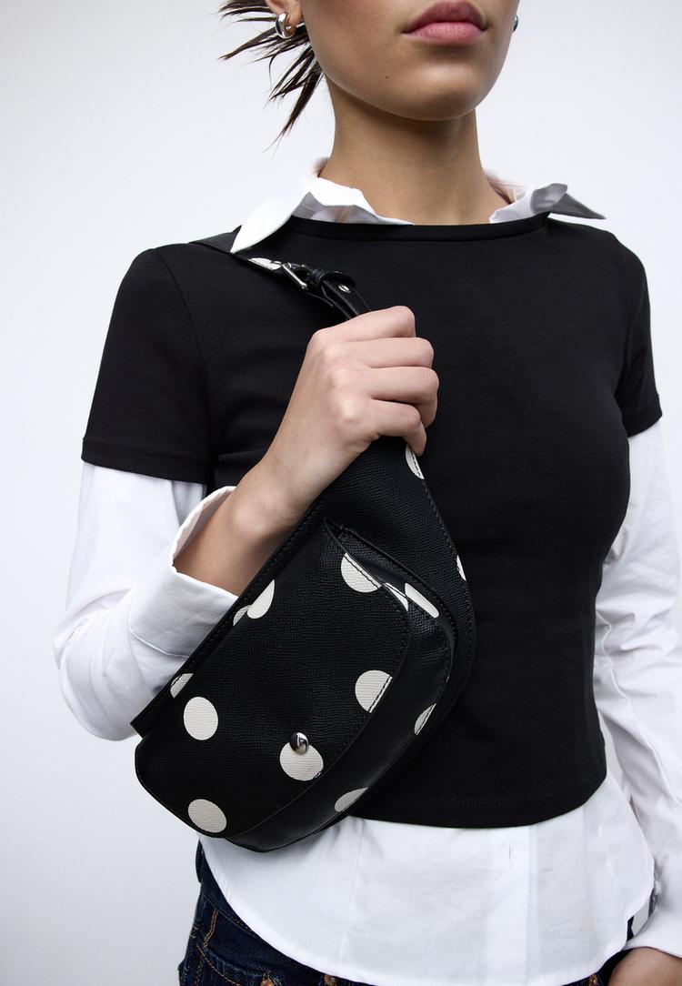 cinto de tiracolo com bolinhas