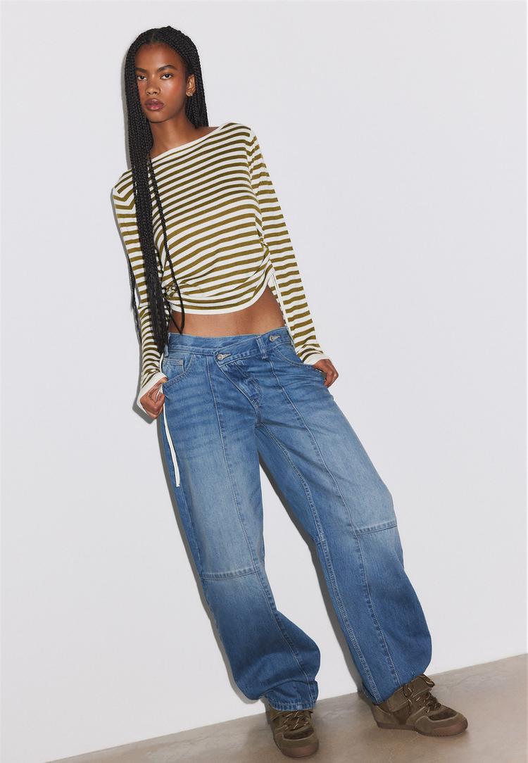 striped jumper with side ruching