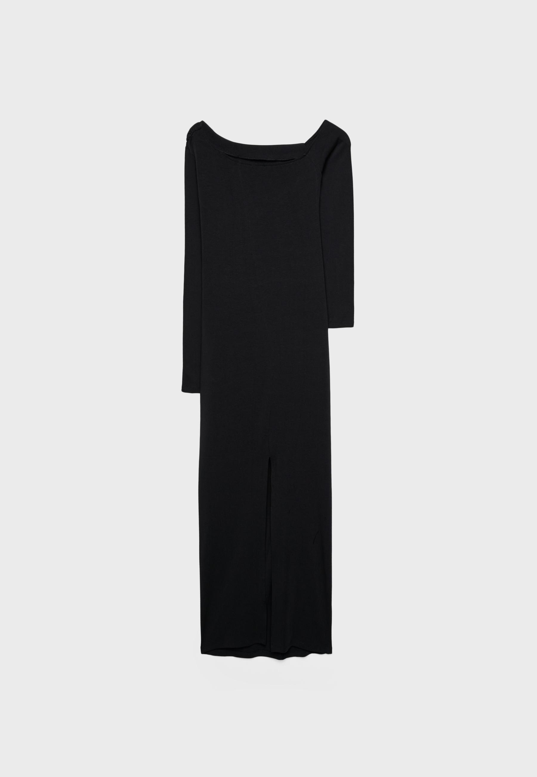 Long dress with an asymmetric neckline - Women's fashion