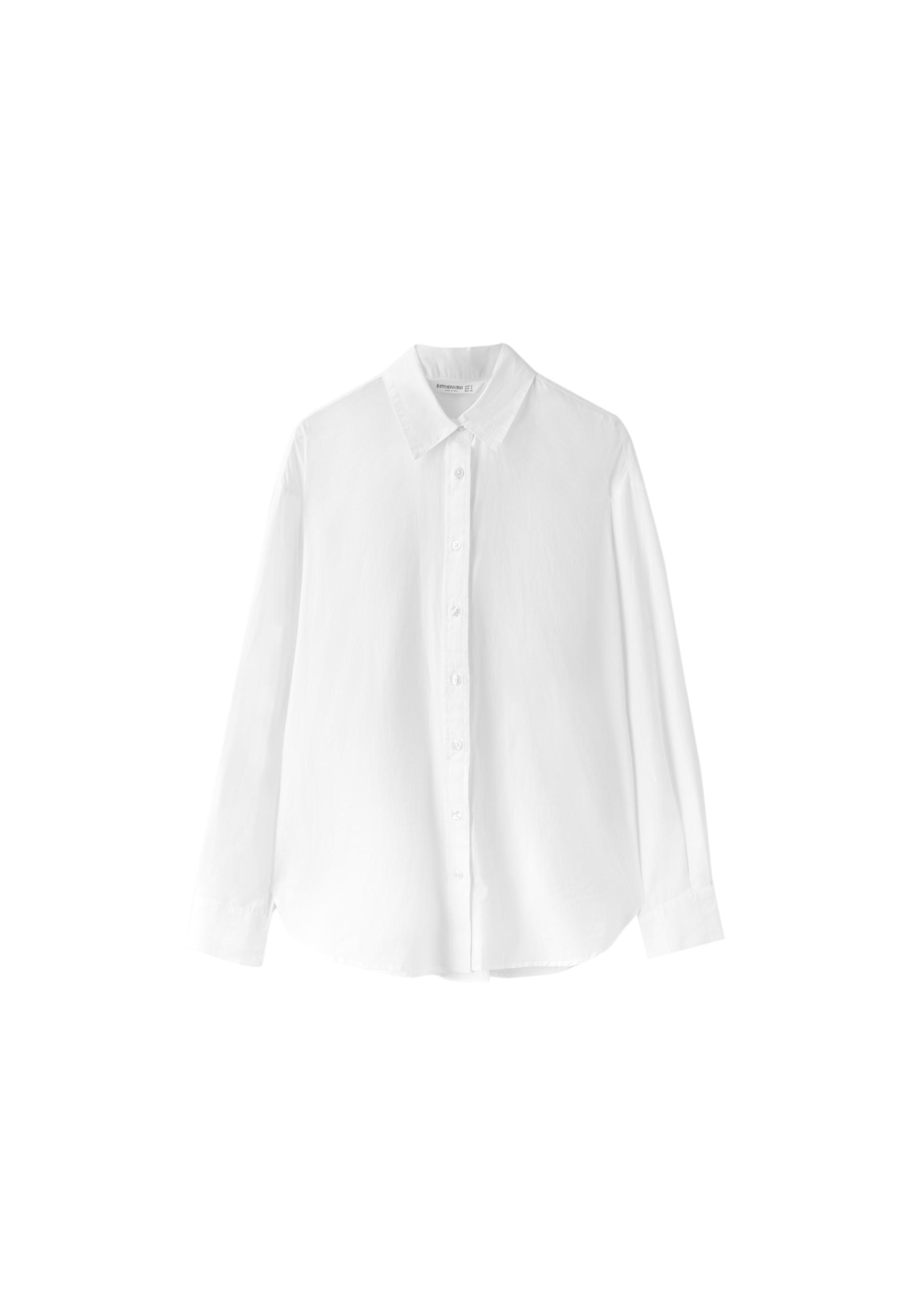 Adjustable regular poplin shirt — White