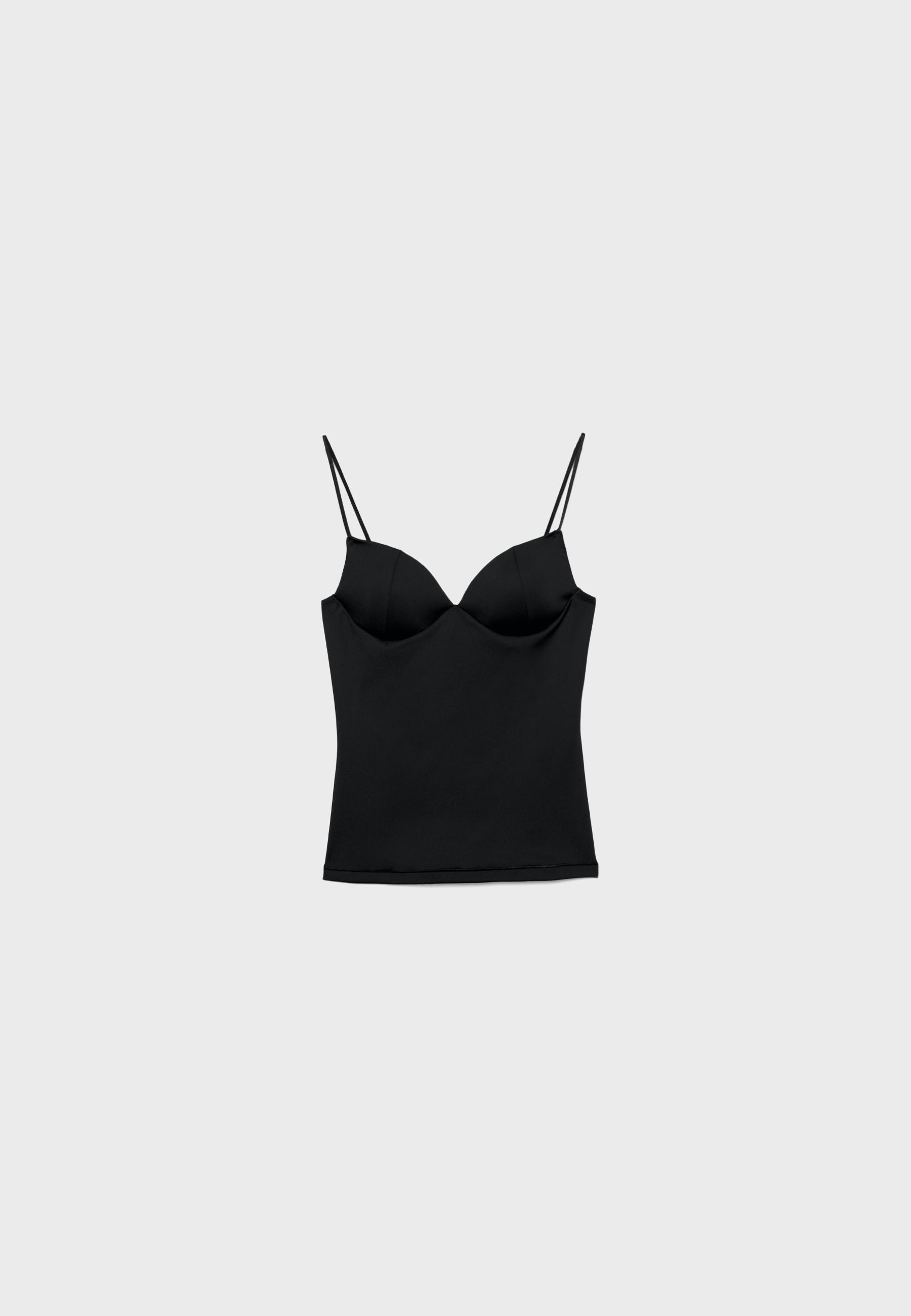 Corsetry-inspired top — Black