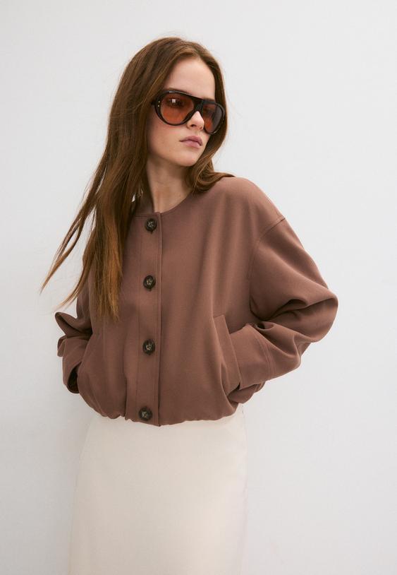 Napihnjena Jakna Z Okroglim Izrezom