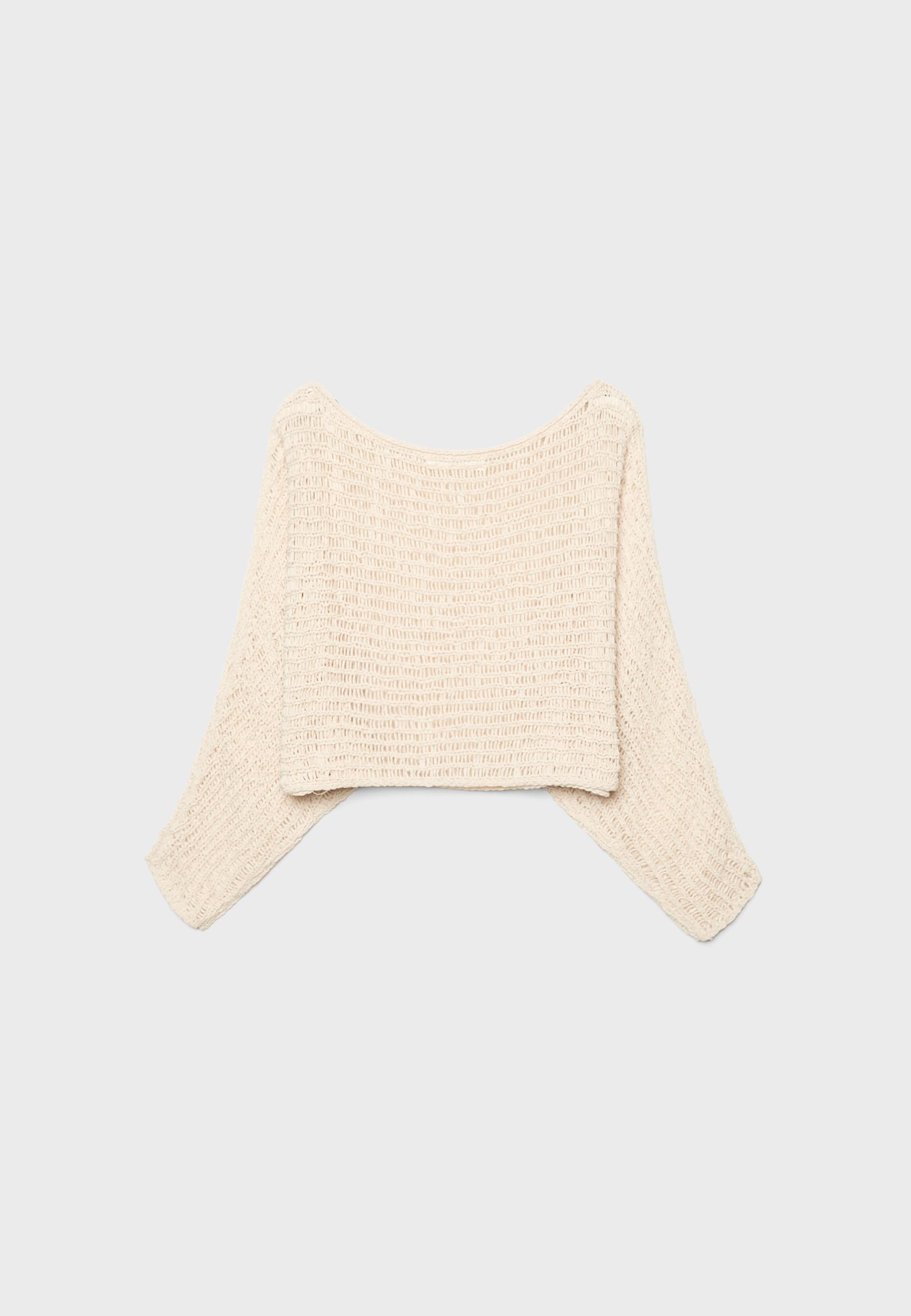 Cape knit jumper with ribbon — Vanilla