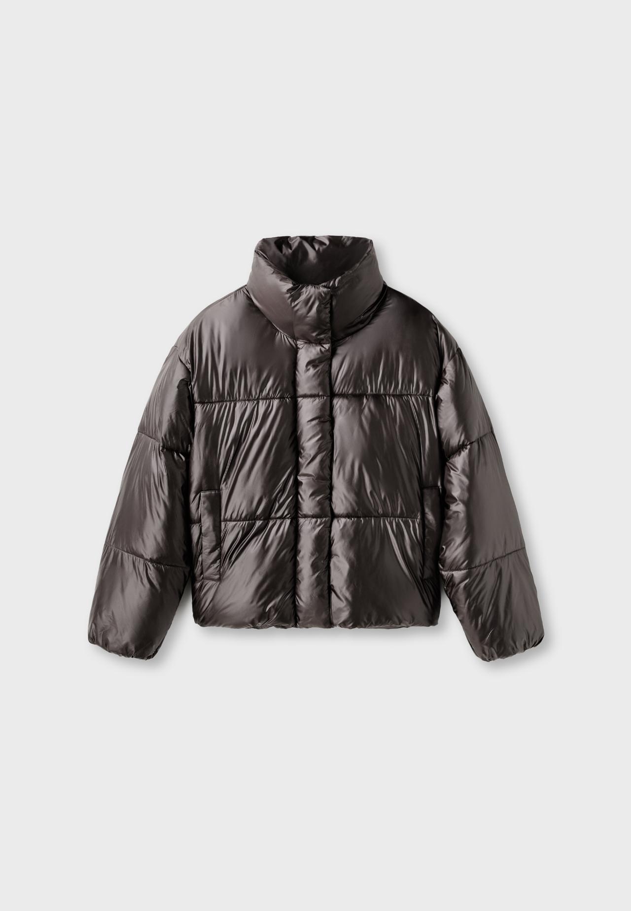 Shiny padded jacket — Brown