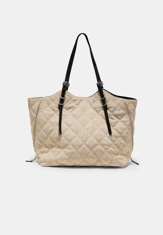 bolso shopper de hombro acolchado efecto ante