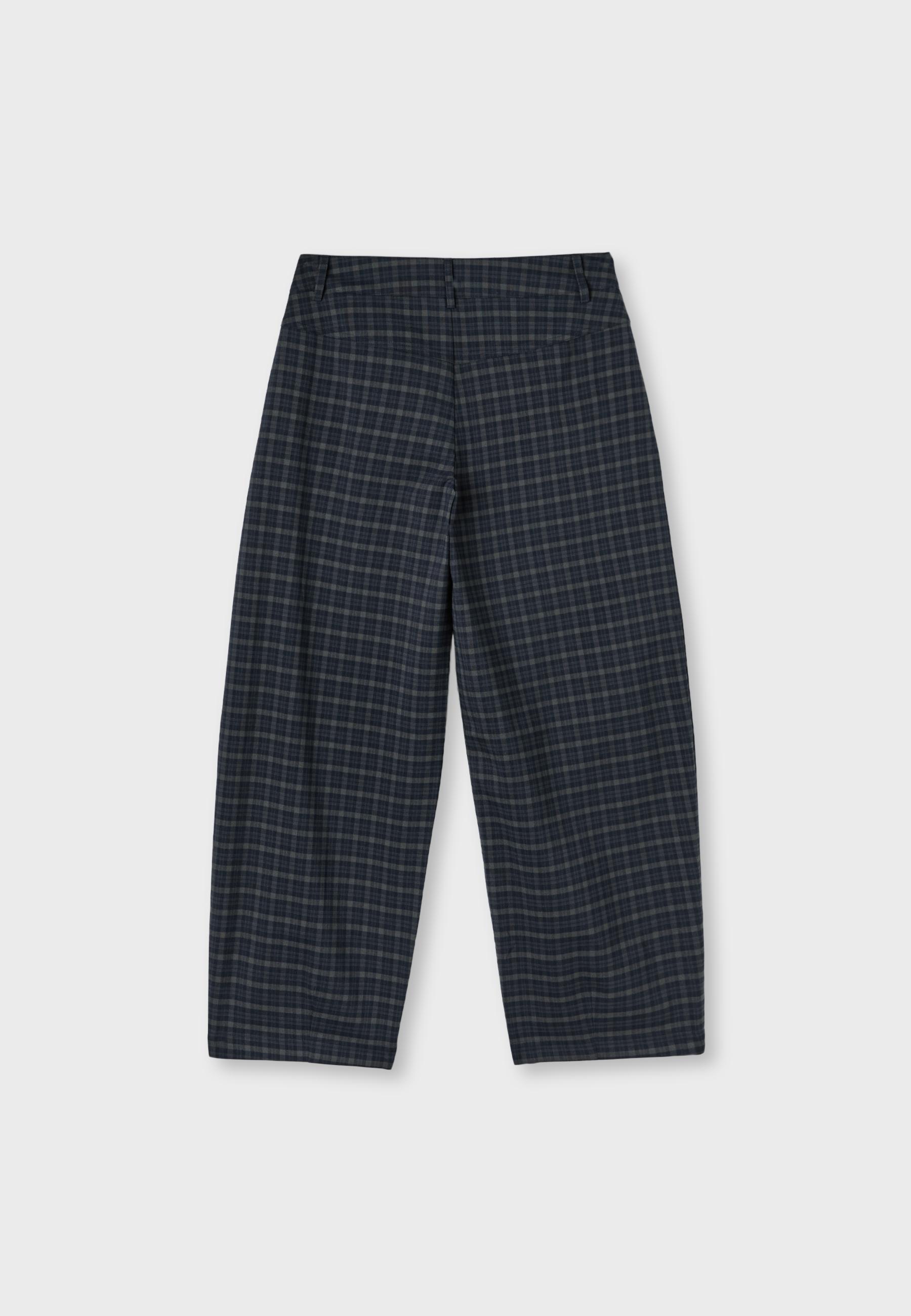 Check barrel dress trousers — Navy blue