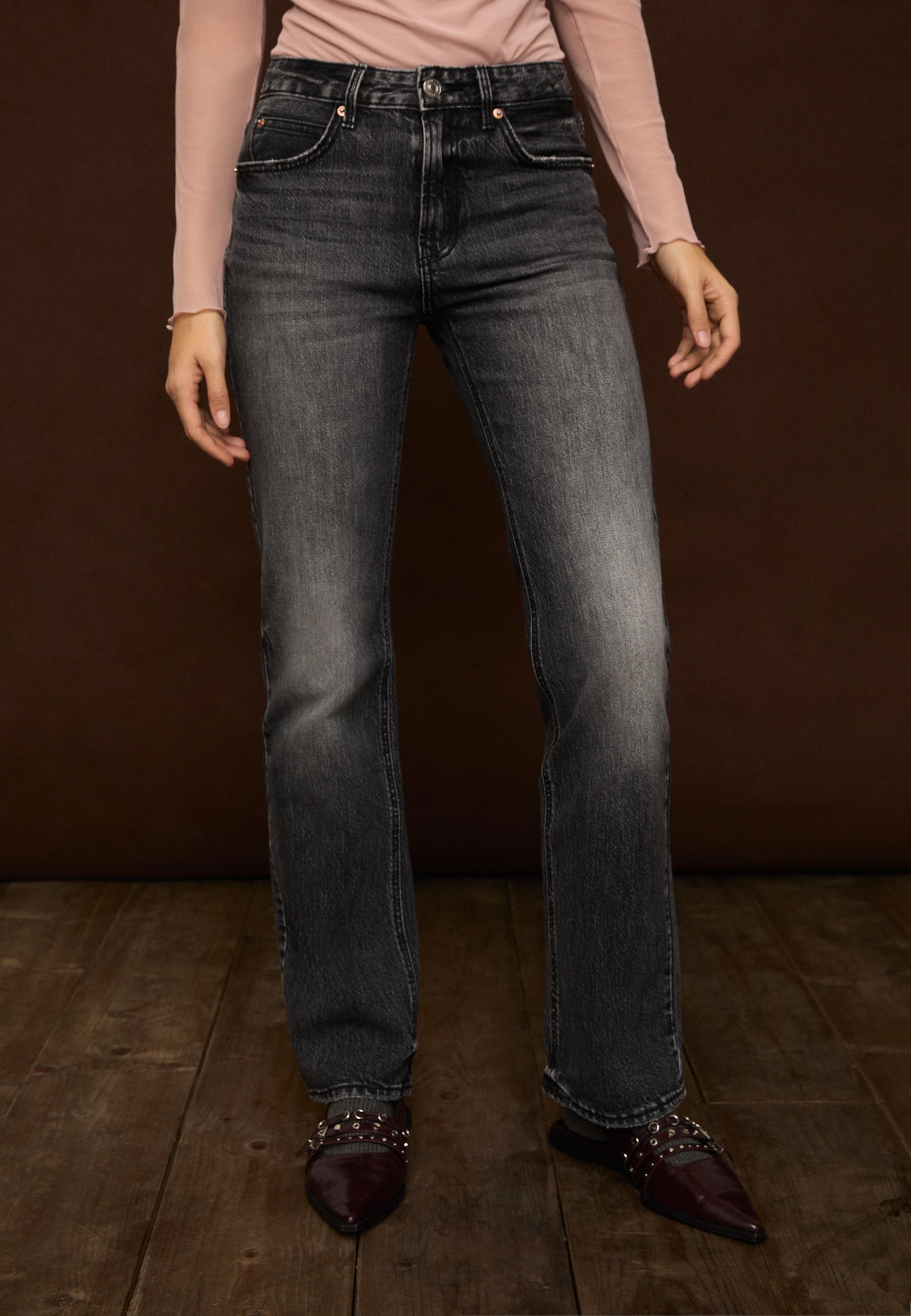 D98 vintage effect straight-leg jeans — BLACK DENIM WASHED EFFECT