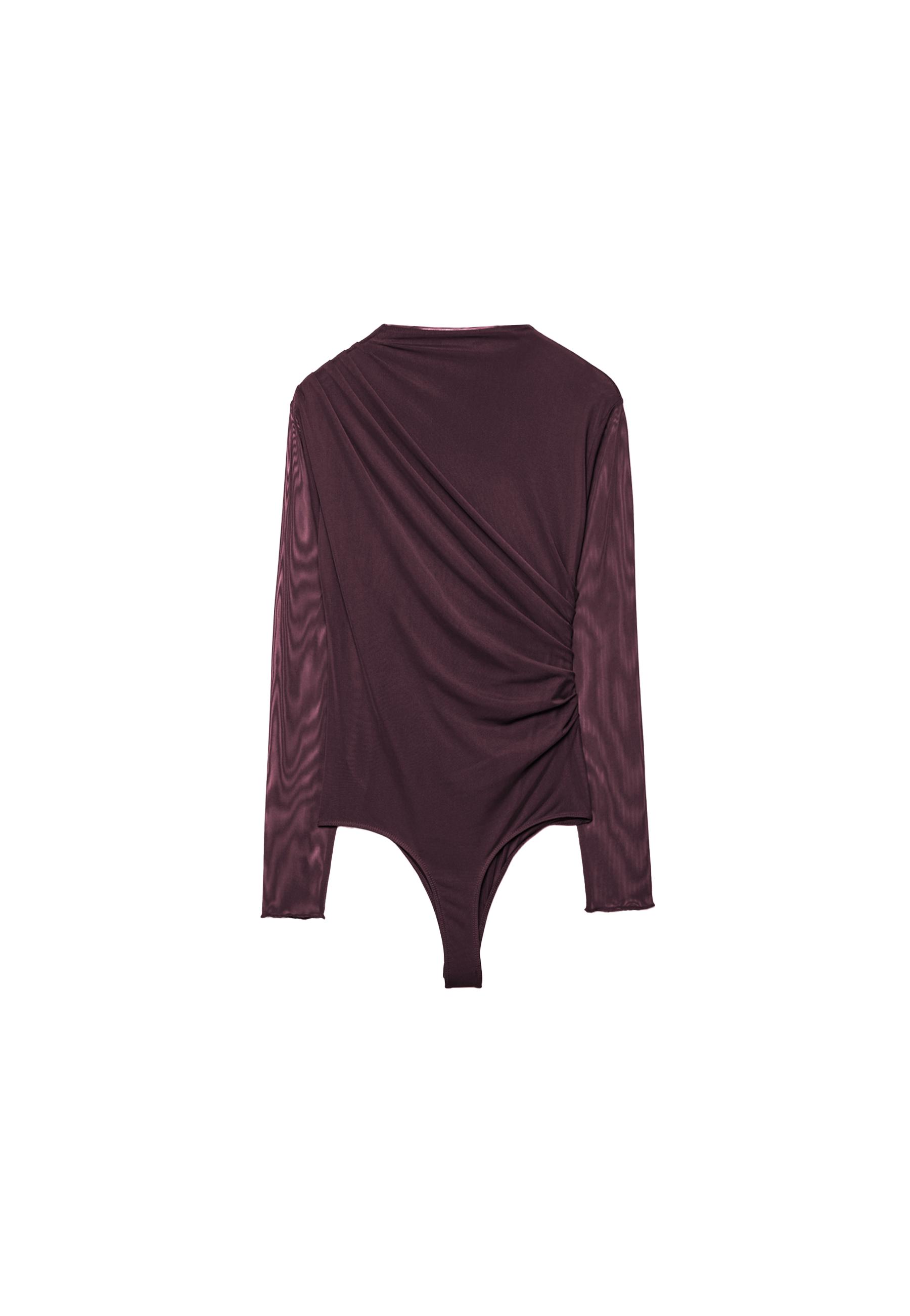 Ruched tulle bodysuit