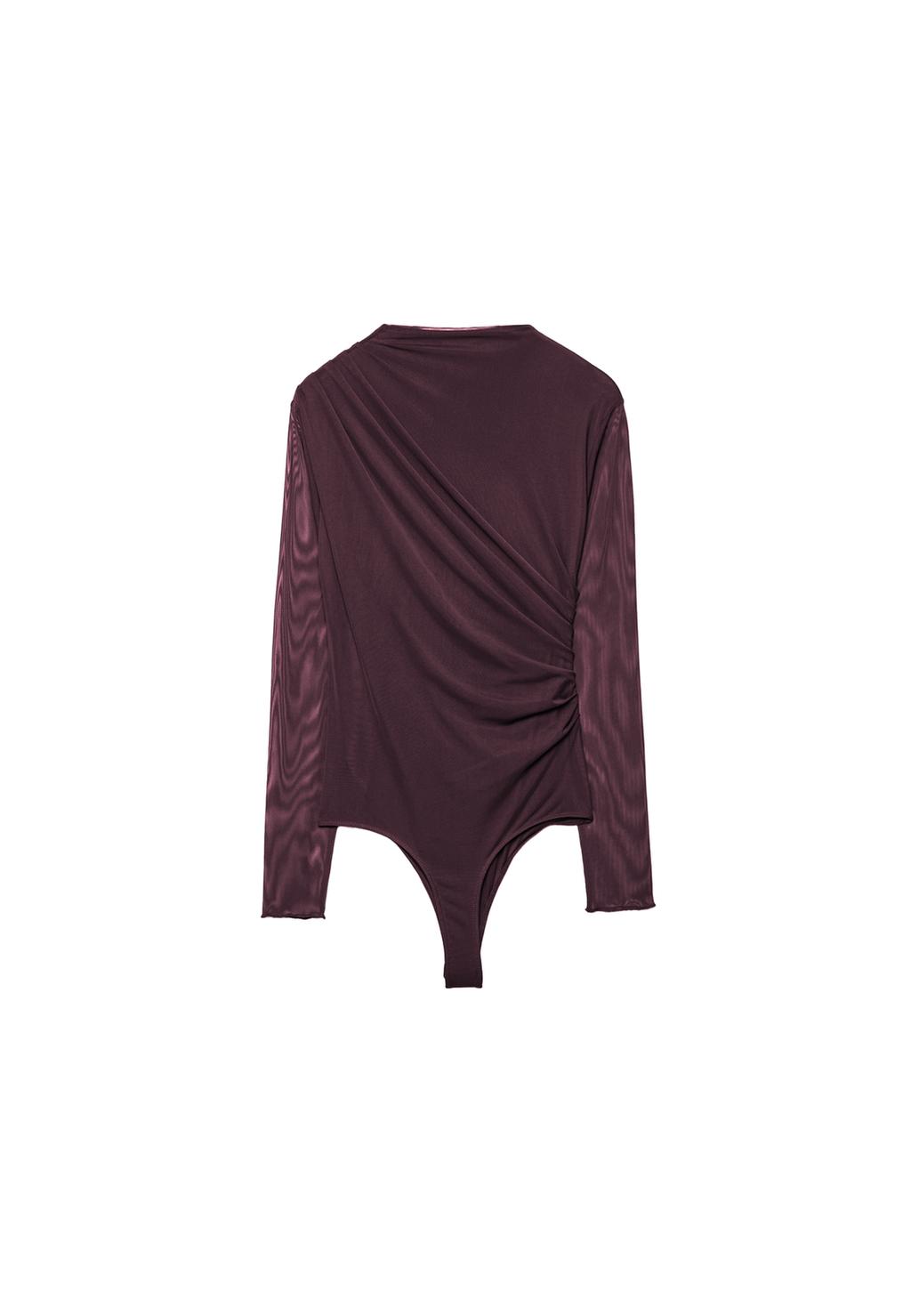 Gathered tulle bodysuit