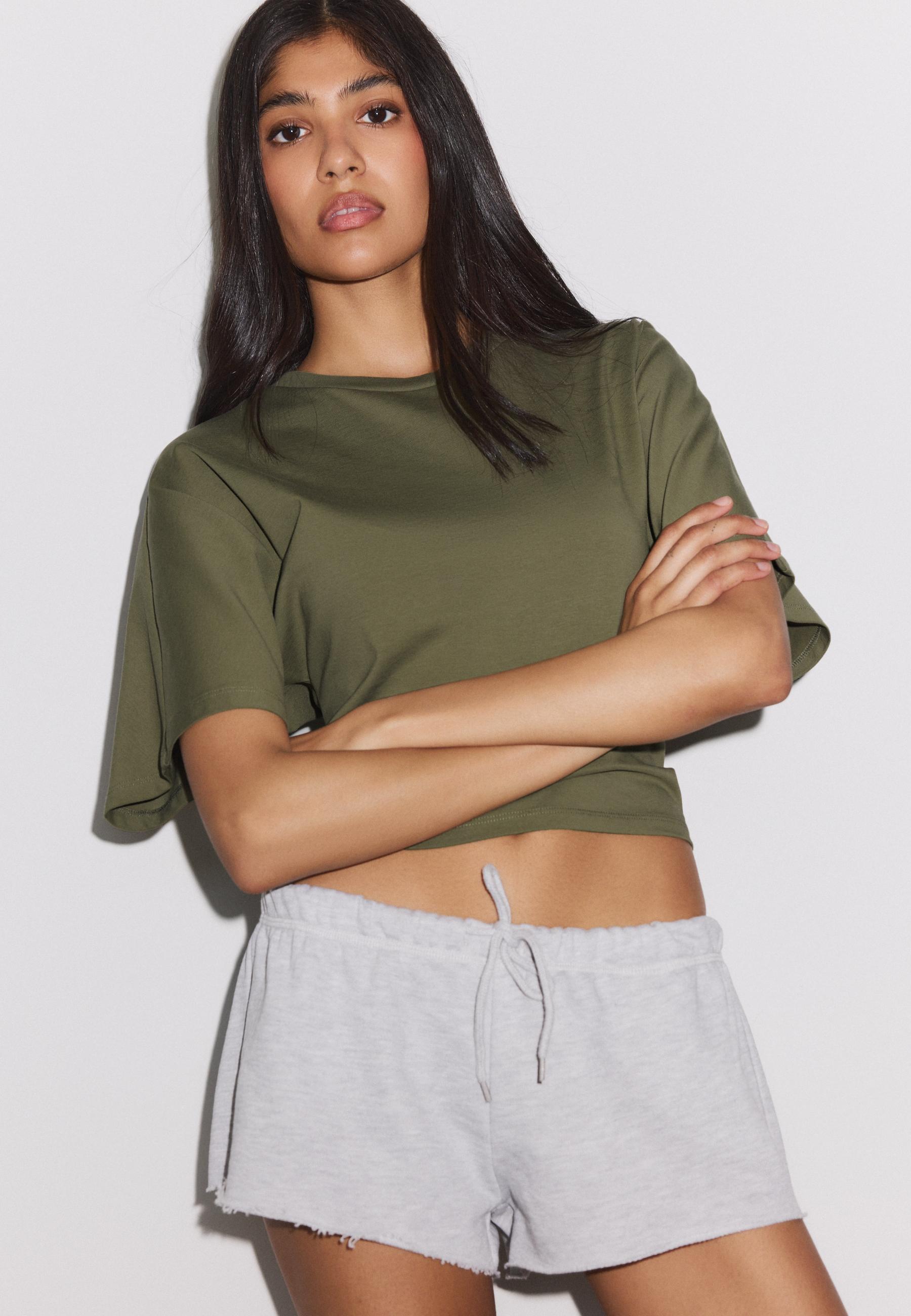 Plush mini shorts — Grey melange