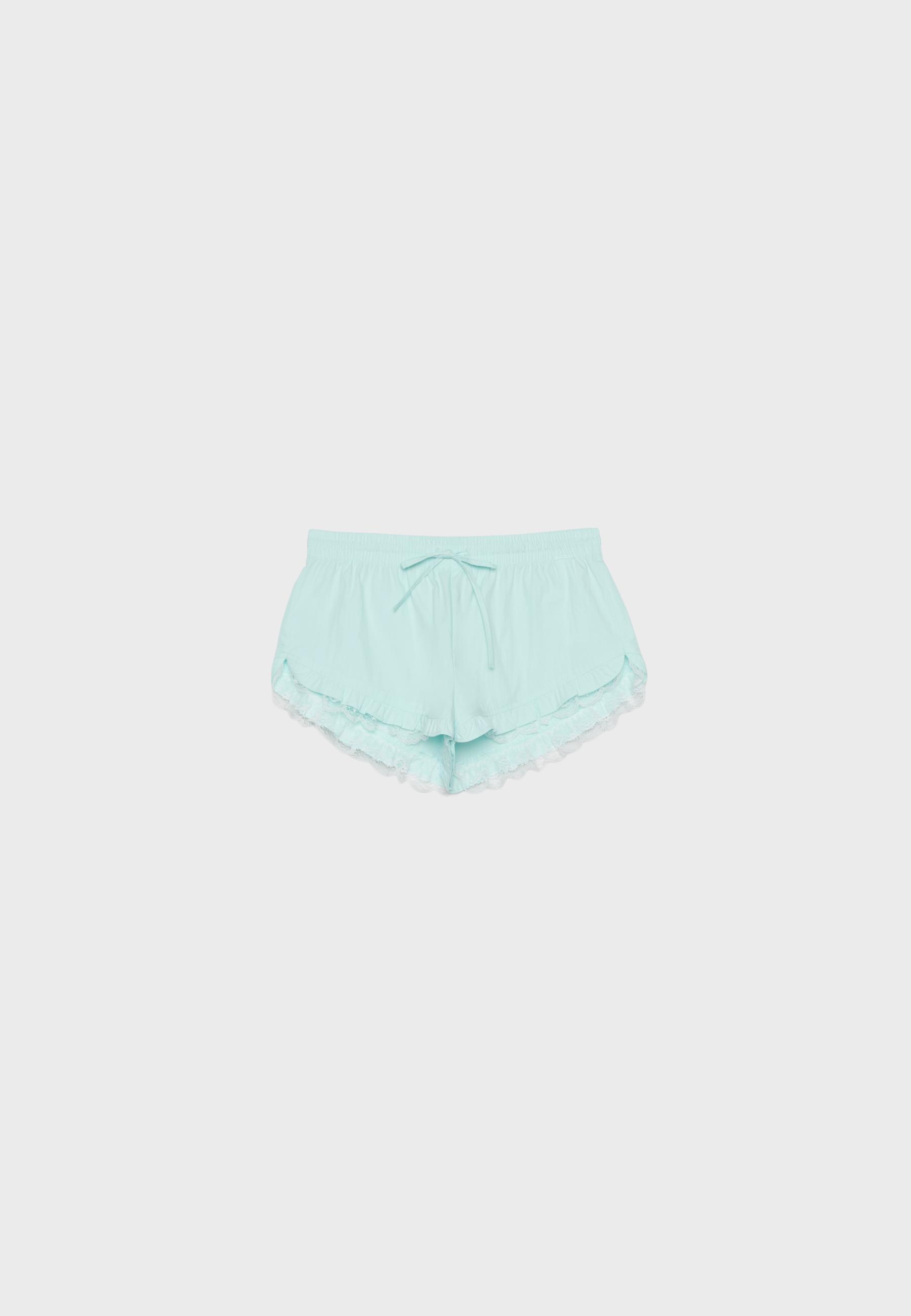 Technical ruffled shorts — Pastel green