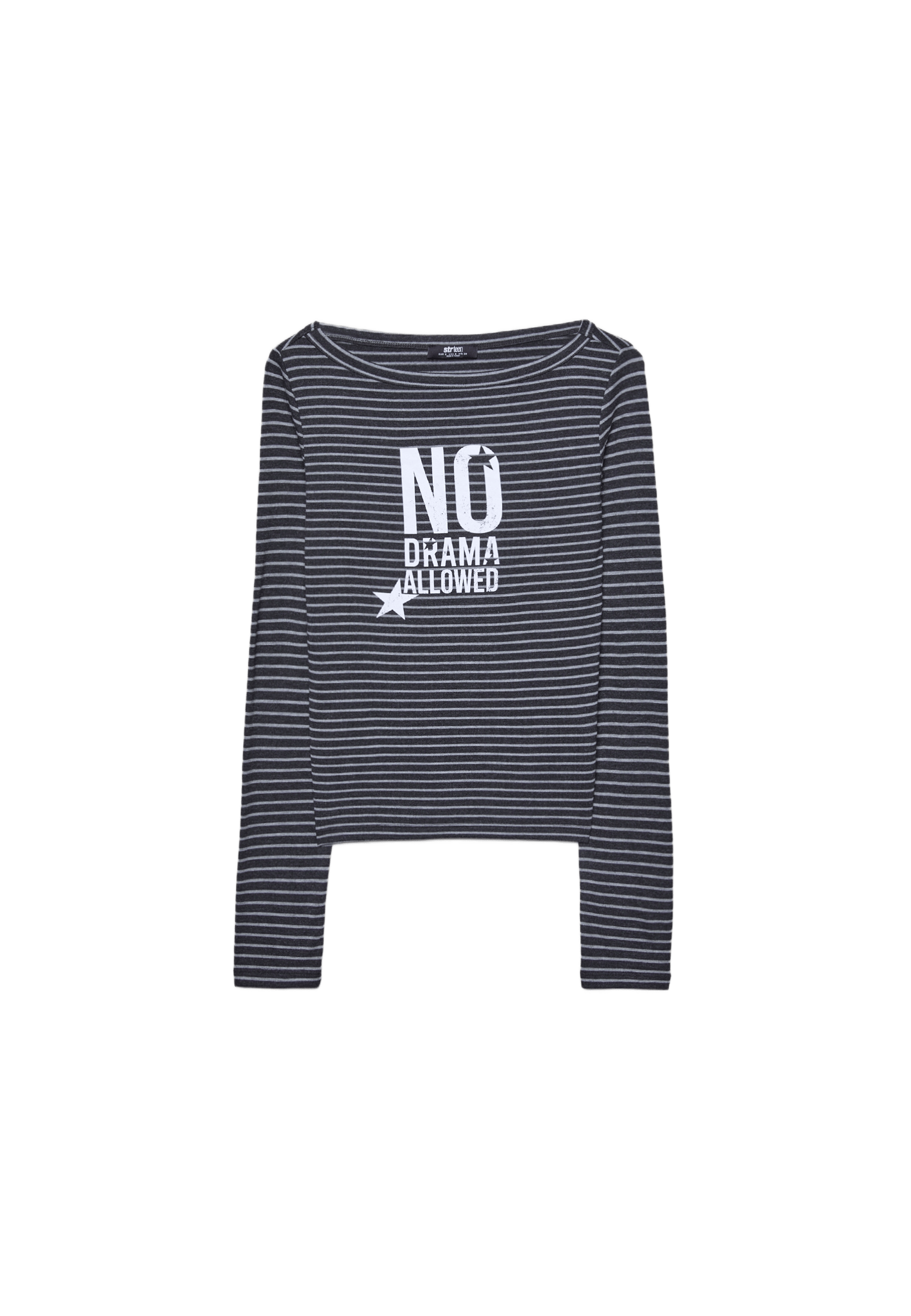 Striped boat neck T-shirt — Dark grey