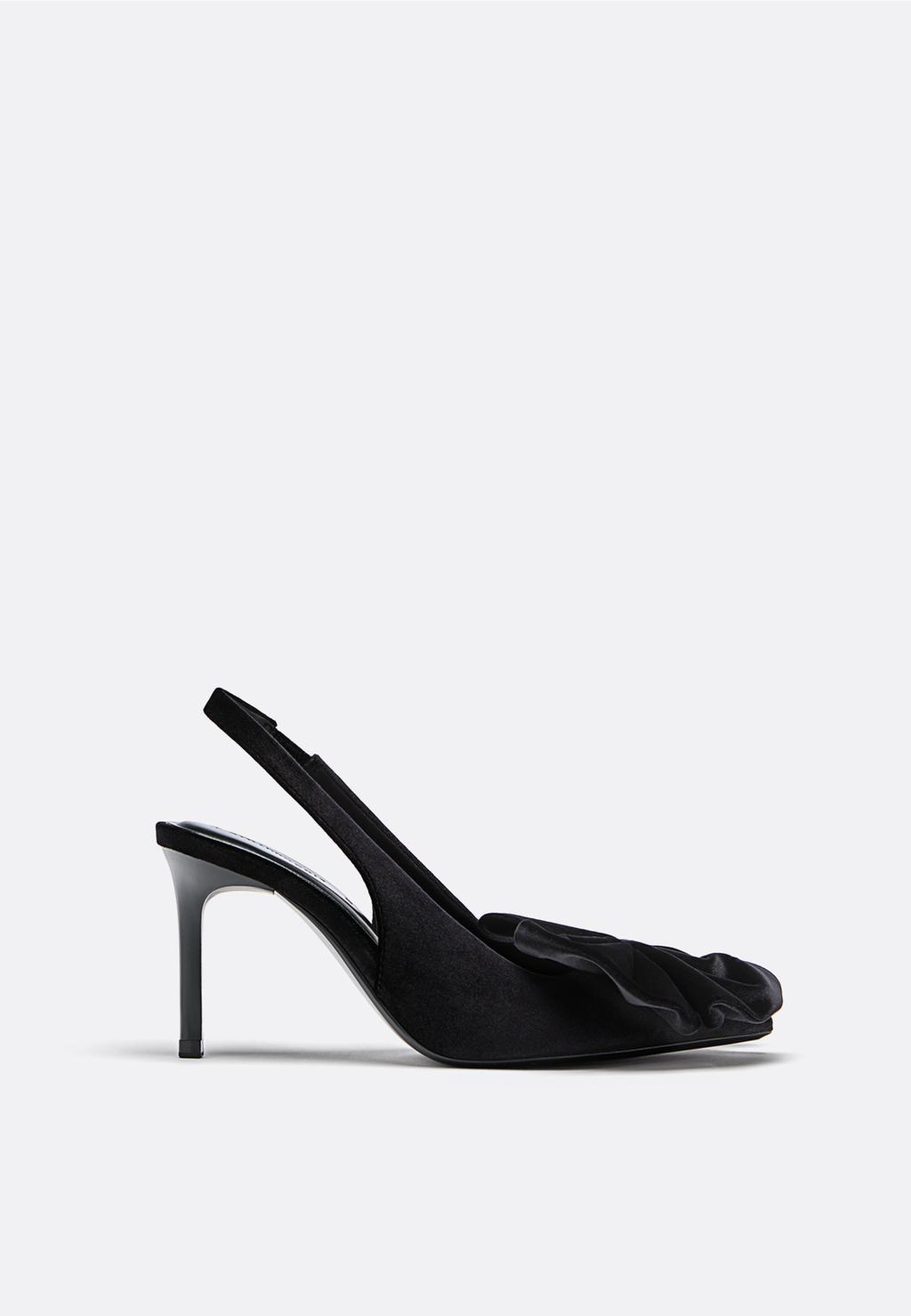 Velvet-effect slingback heels