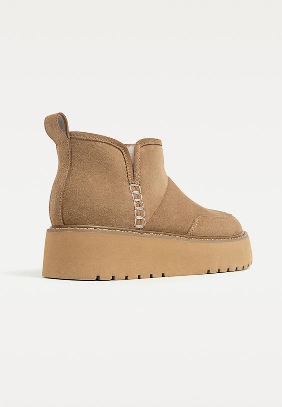 botines planos piel forro pelo