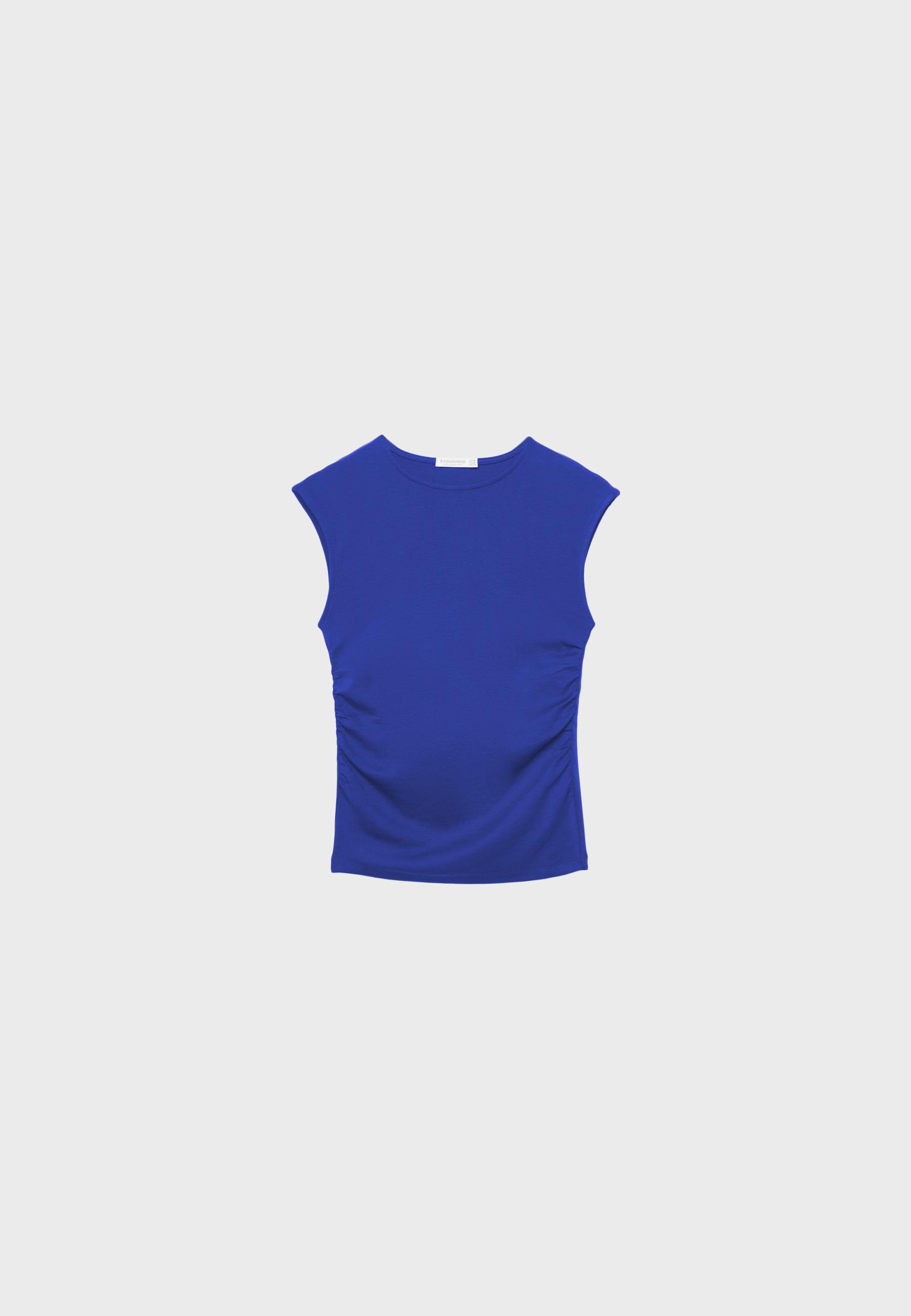 Basic fitted büzgülü t-shirt - Görsel 6
