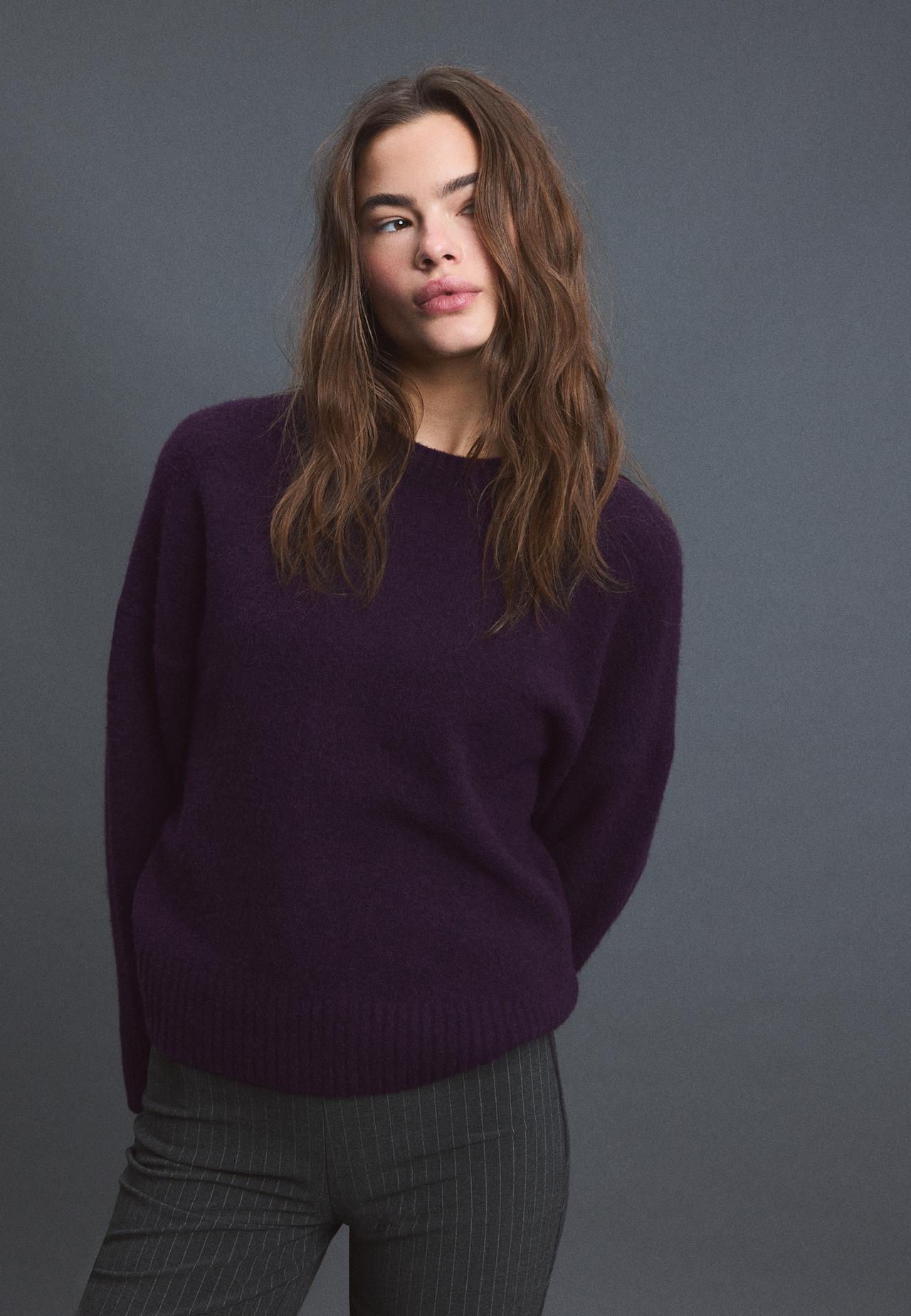 Soft-touch basic knit jumper — AUBERGINE