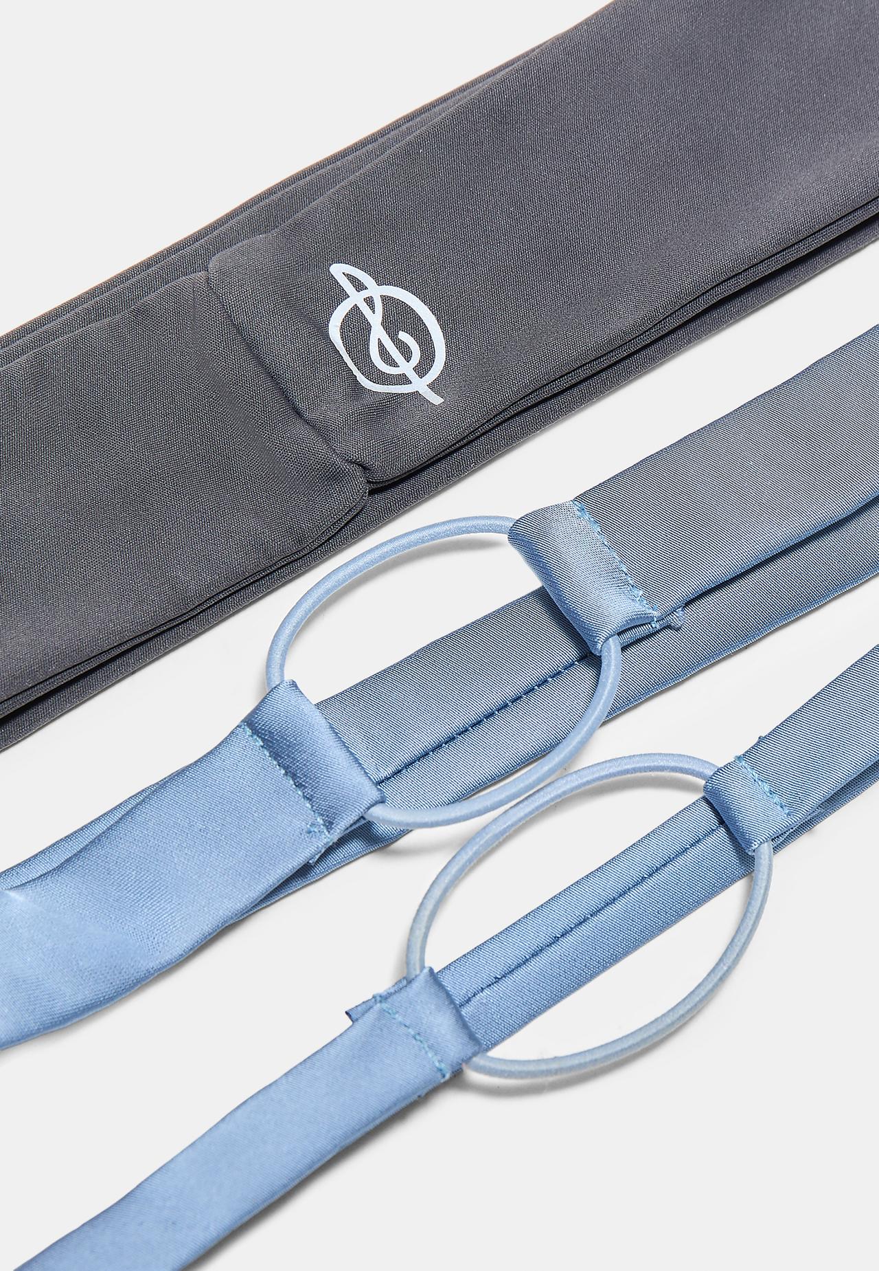 Set of 3 elasticated sport fur headbands — Grey