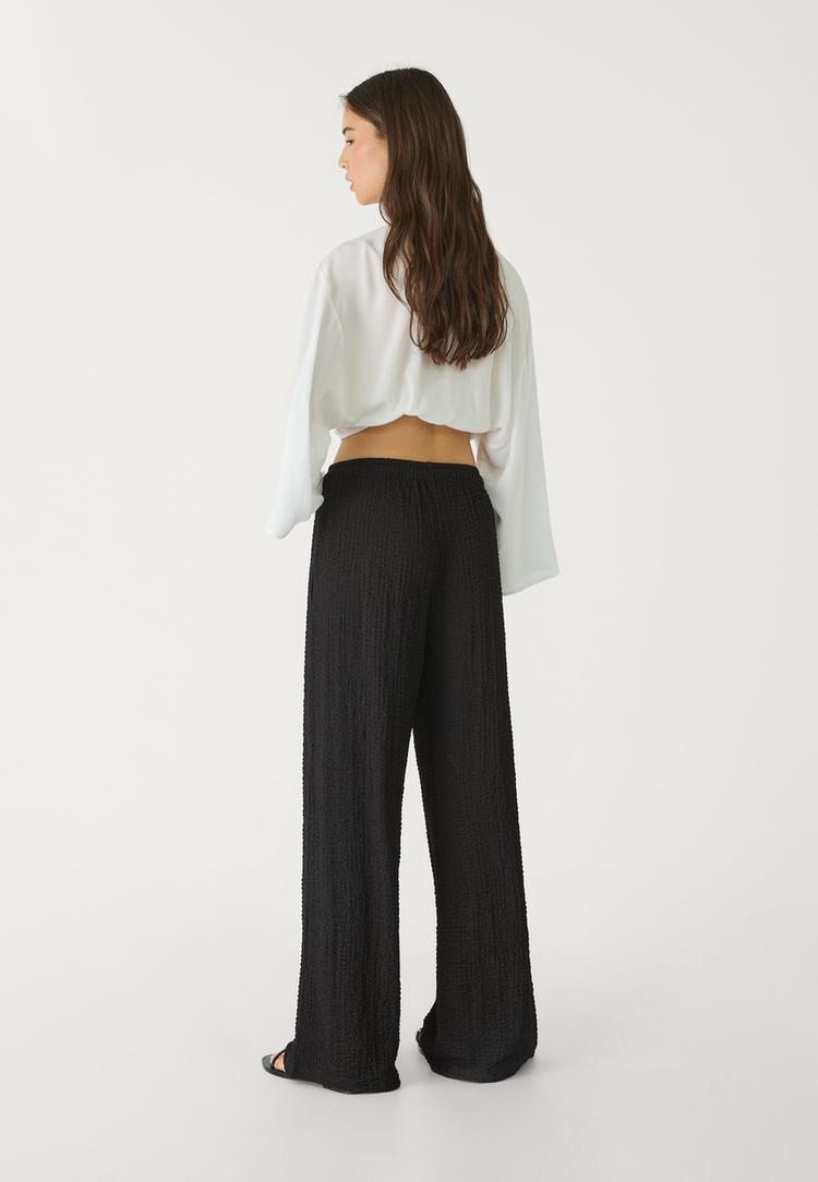 pantalon largo fluido textura