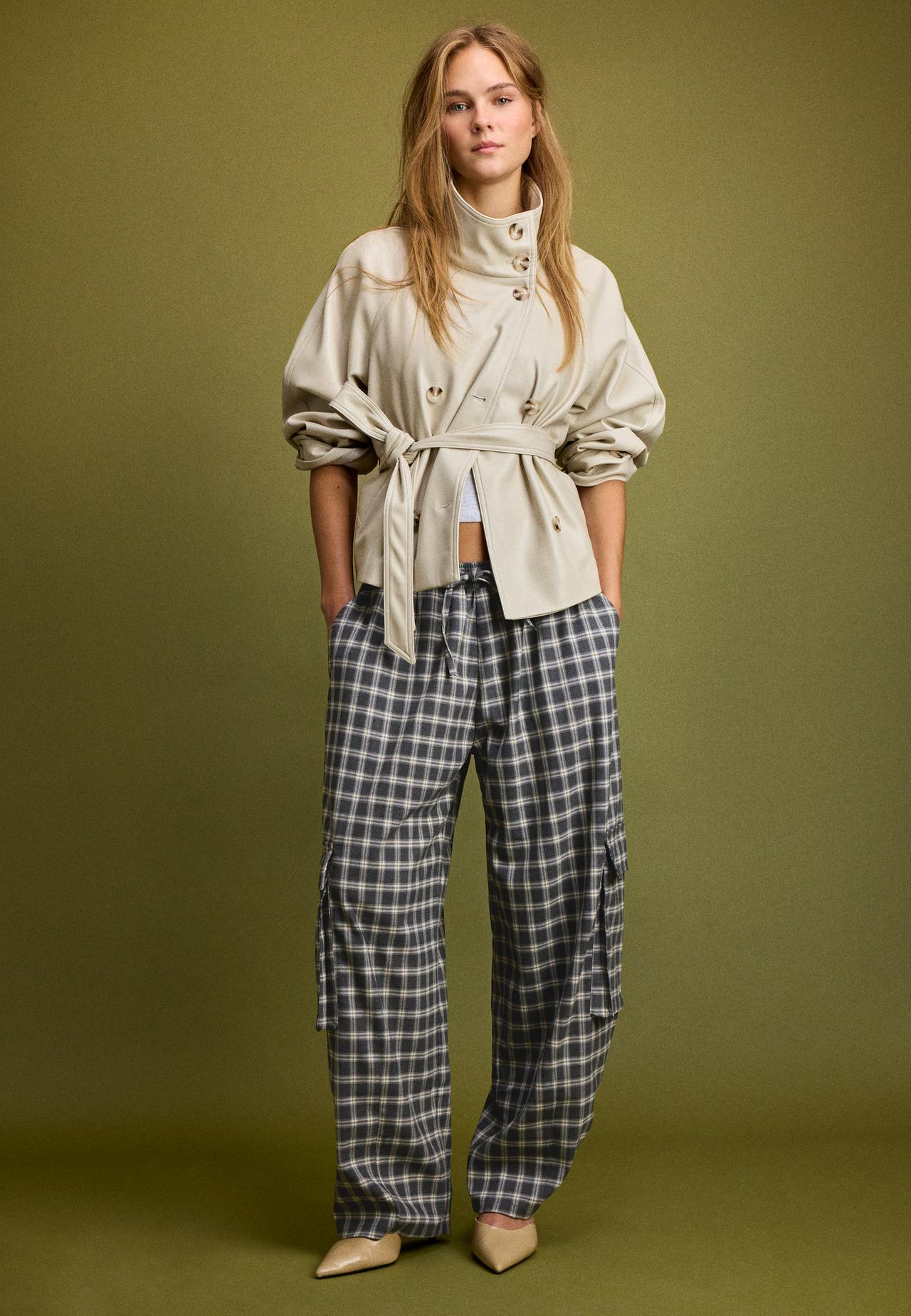 Checked smart cargo trousers — Dark grey