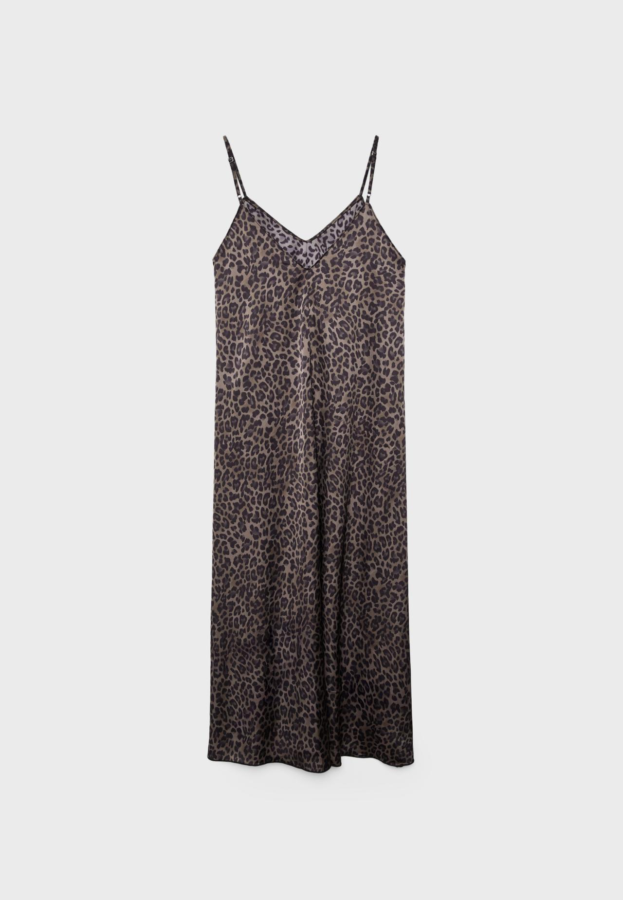 Long flowing satin dress — Mid beige
