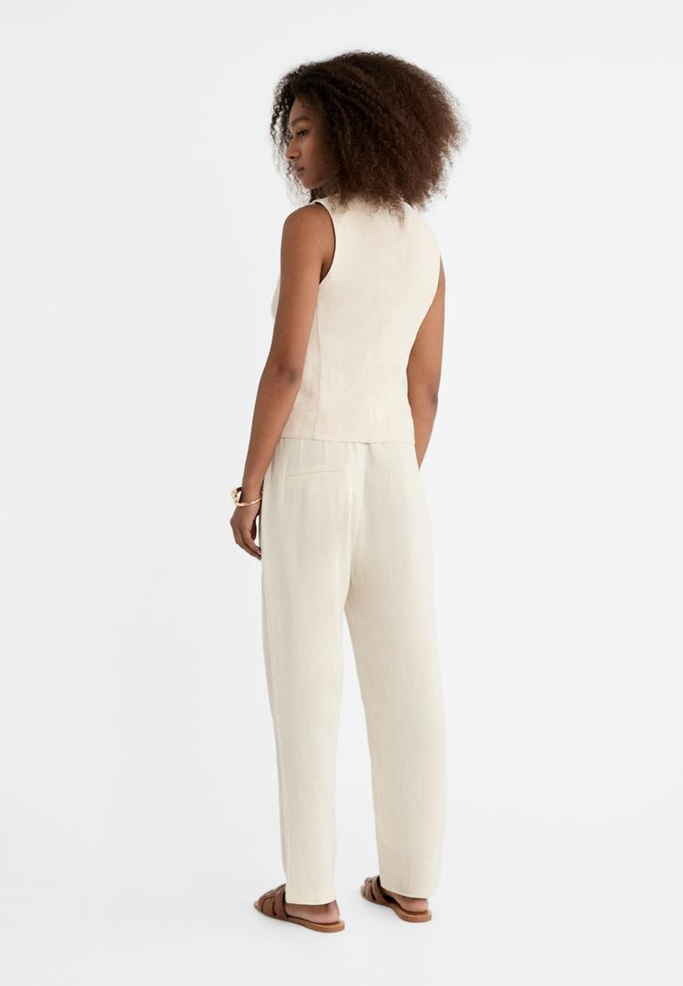pantaloni carrot fit misto lino