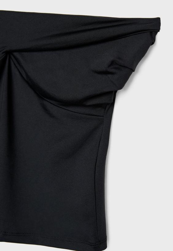 Düğüm detaylı poliamid bandeau top_3