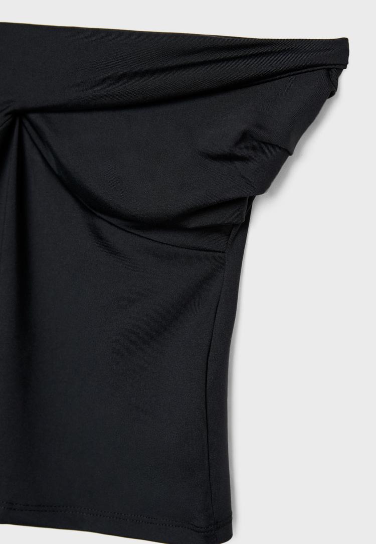 Düğüm detaylı poliamid bandeau top_3