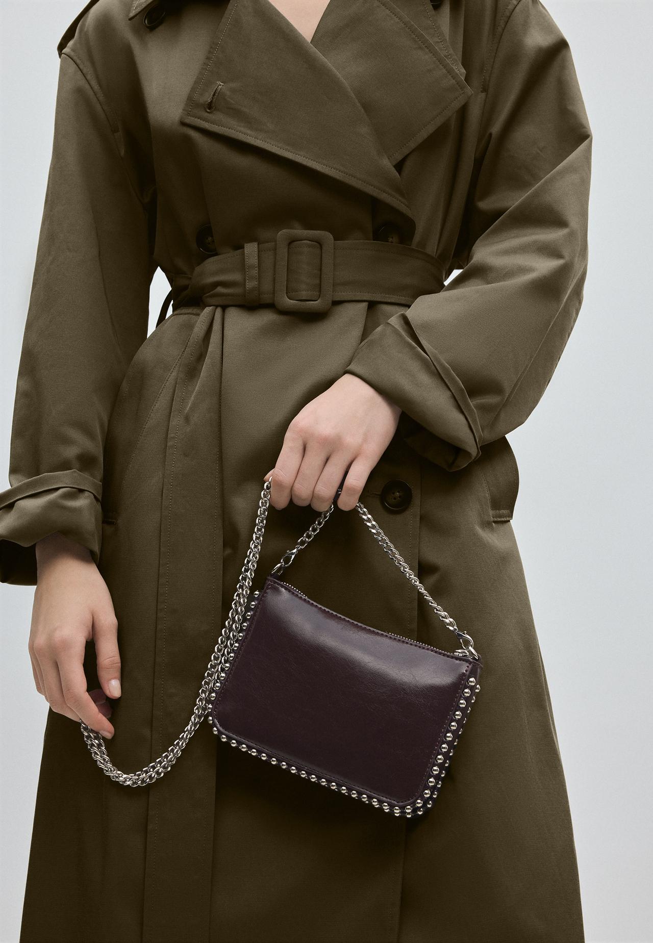 Mini bag with studs — Burgundy