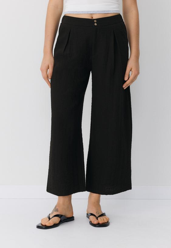 Pantaloni estivi da donna in cotone e lino a gamba larga a Pantaloni estivi da donna in cotone e lino a gamba larga a