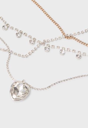 Set of 5 heart necklaces — Gold 5
