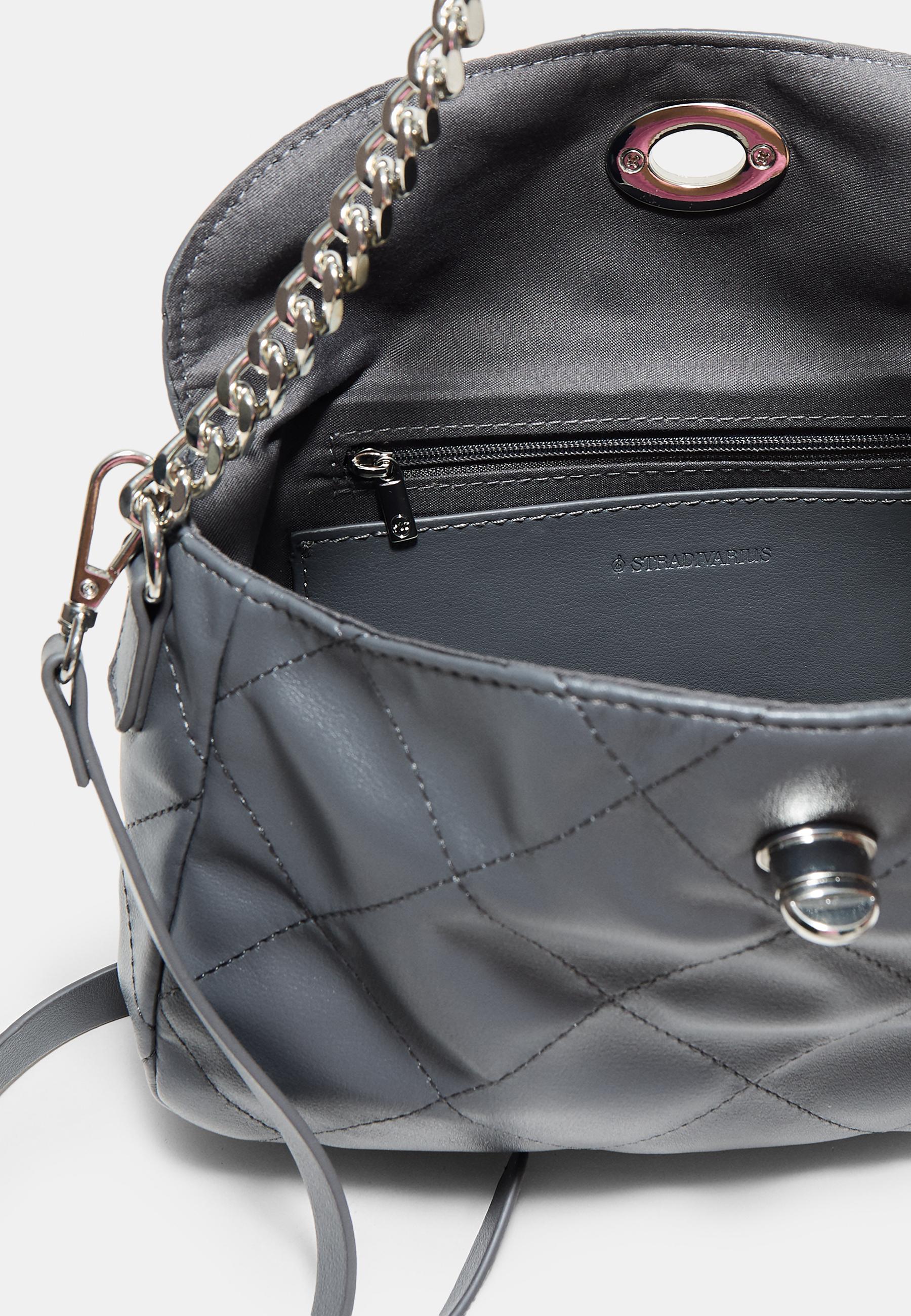 Quilted chain shoulder bag — Dark grey