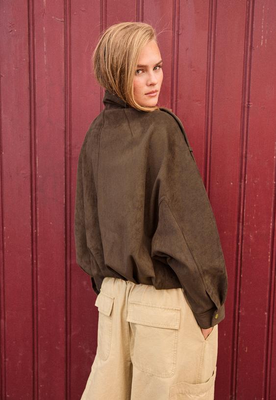 giacca oversize effetto camoscio