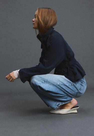 High neck trench coat with belt — Dark blue 6