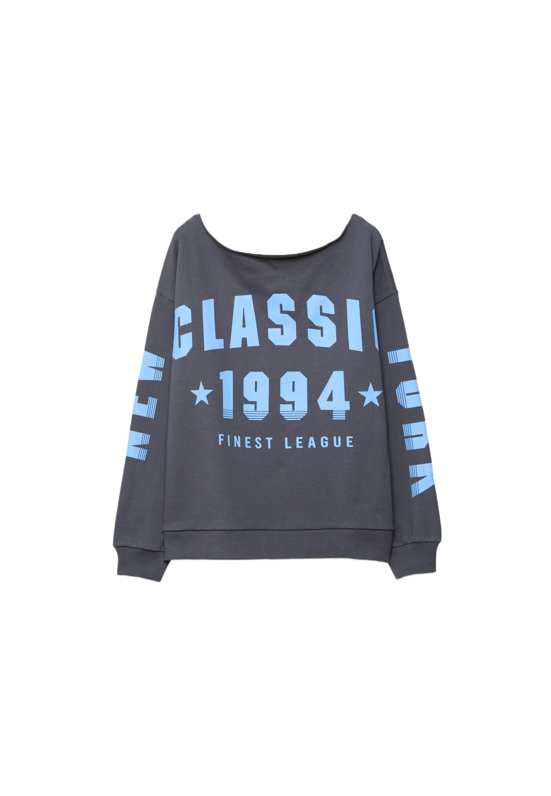 Printed boat neck sweatshirt — Dark grey