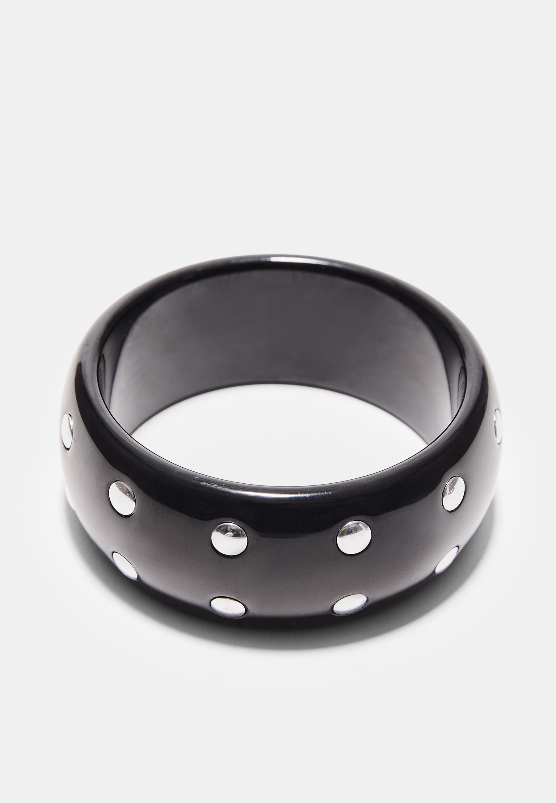 Set of 2 Studded Bracelets — Black