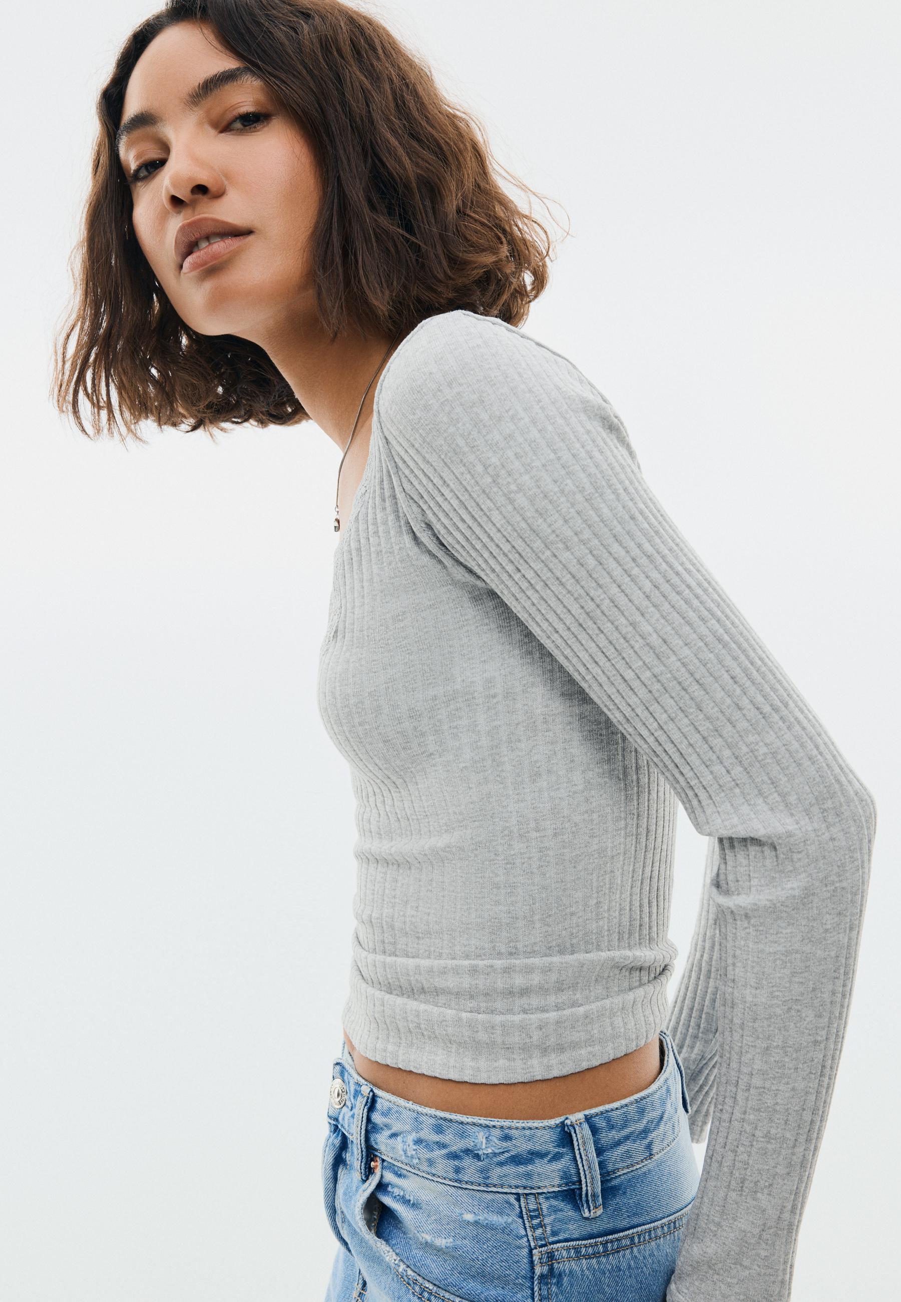 Seamless lace top — Grey melange