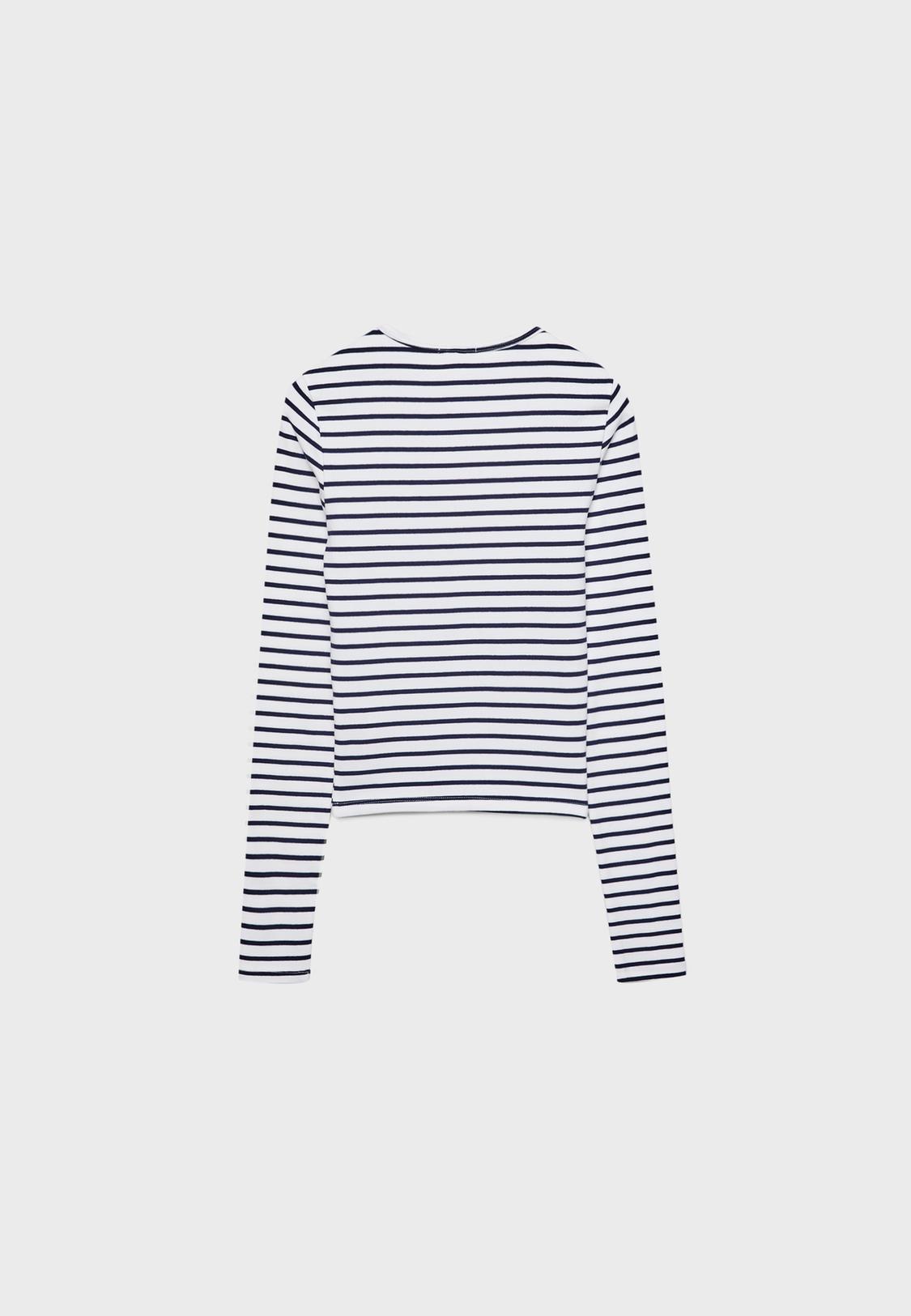 Basic long sleeve striped cotton T-shirt