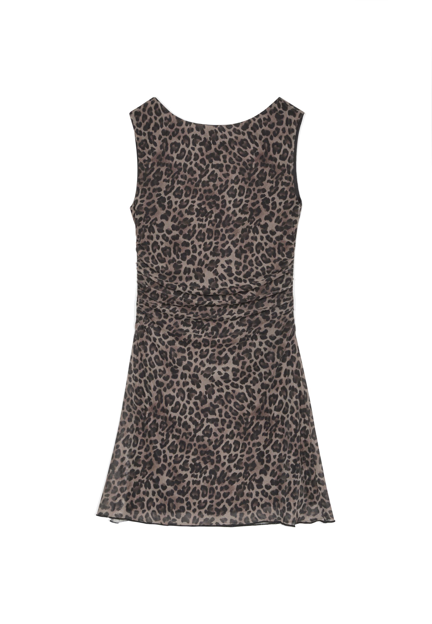 Short print dress — Mid beige