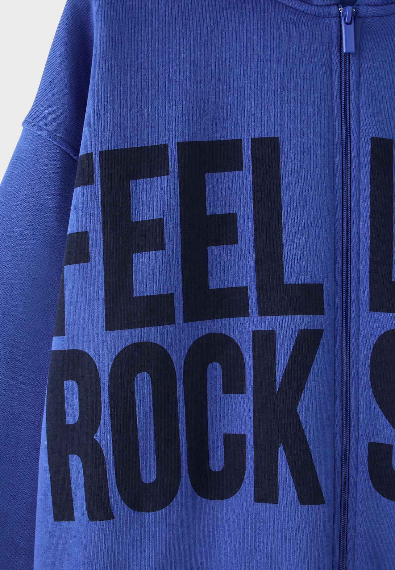 Oversize printed sweatshirt with hood — Electric blue