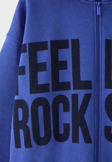Oversize printed sweatshirt with hood — Electric blue 9