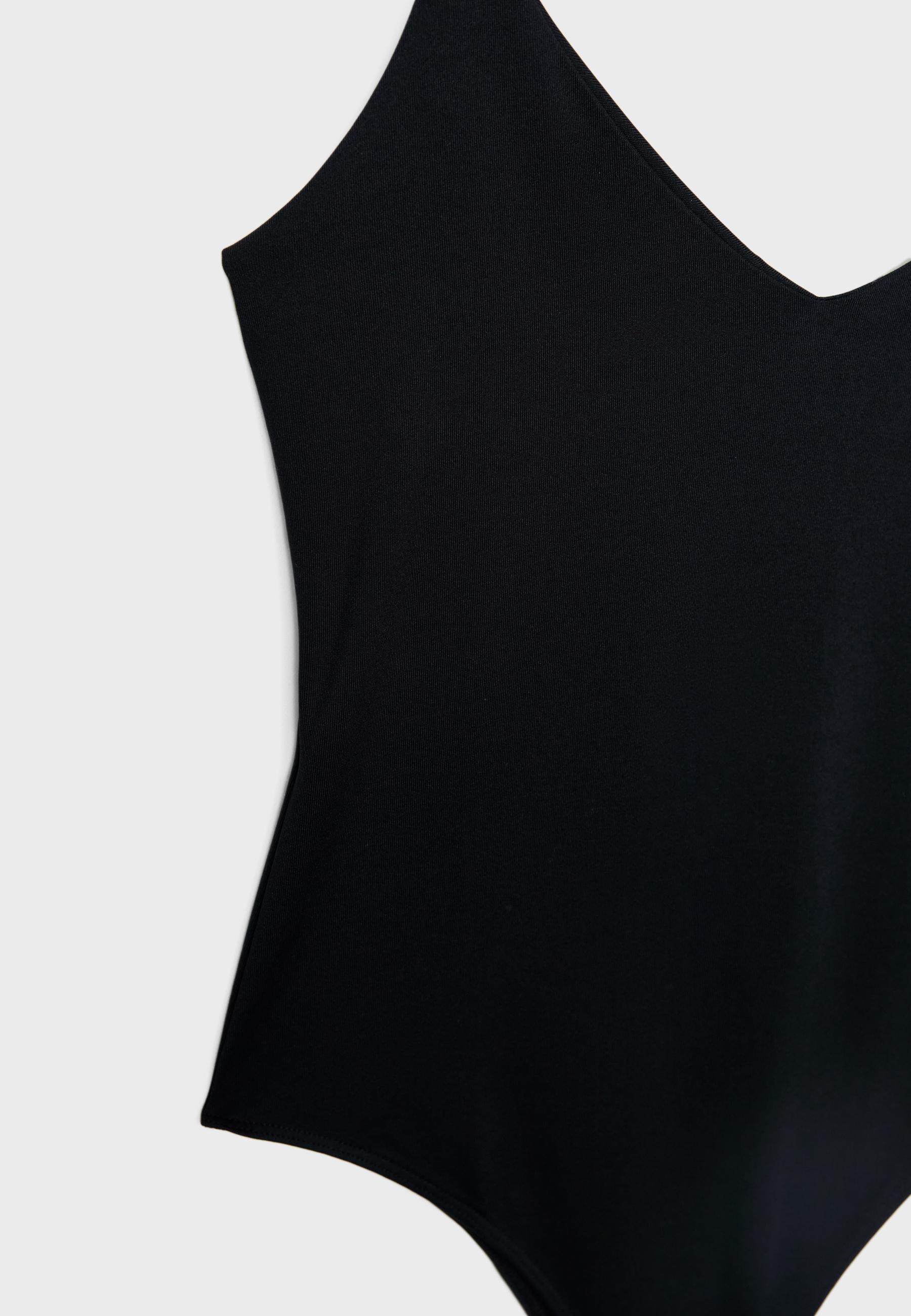 V-neck strappy bodysuit — Black