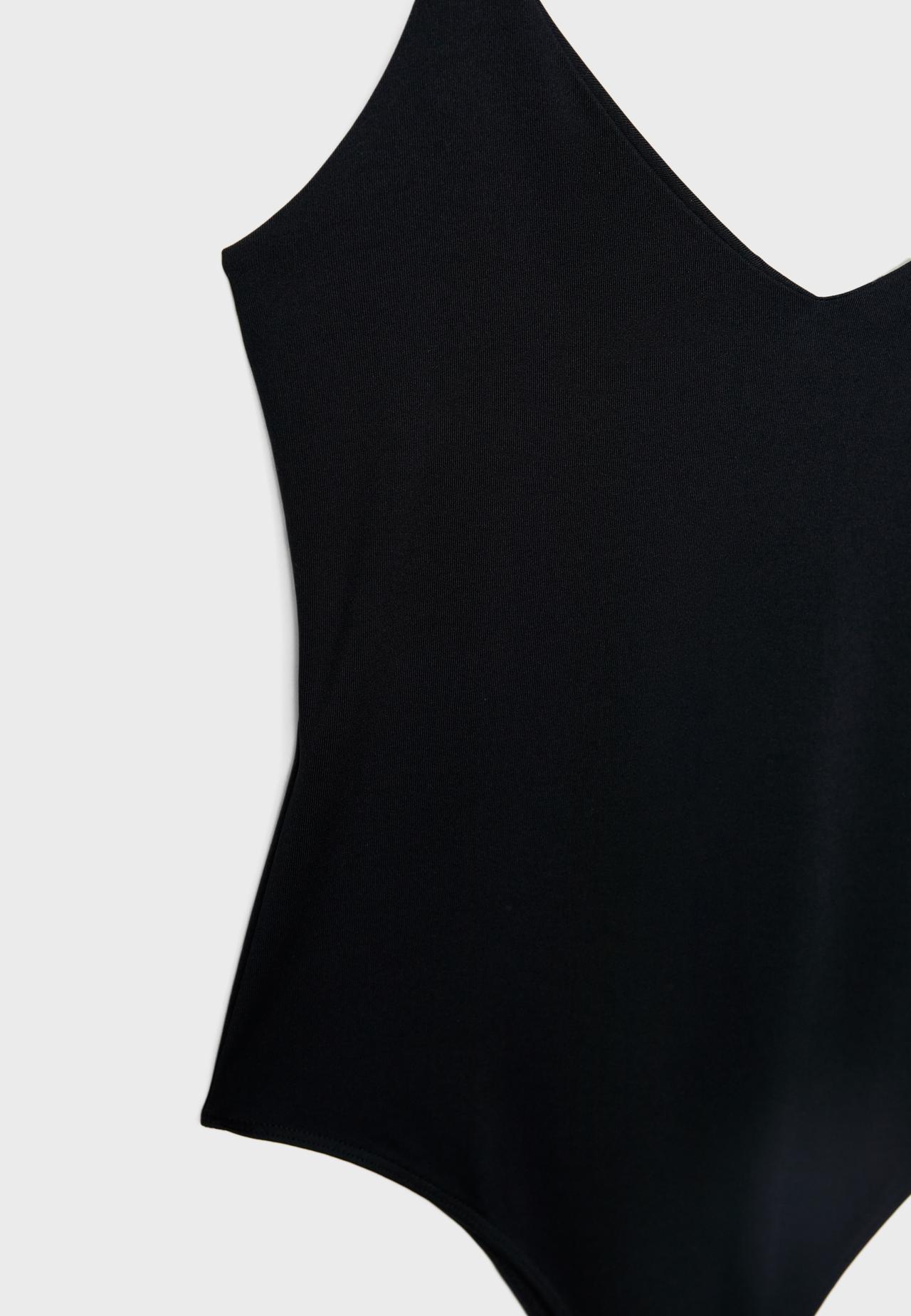V-neck bodysuit with straps — Black