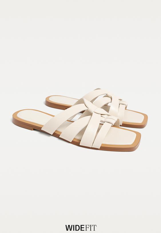 wide fit sandalias planas tiras