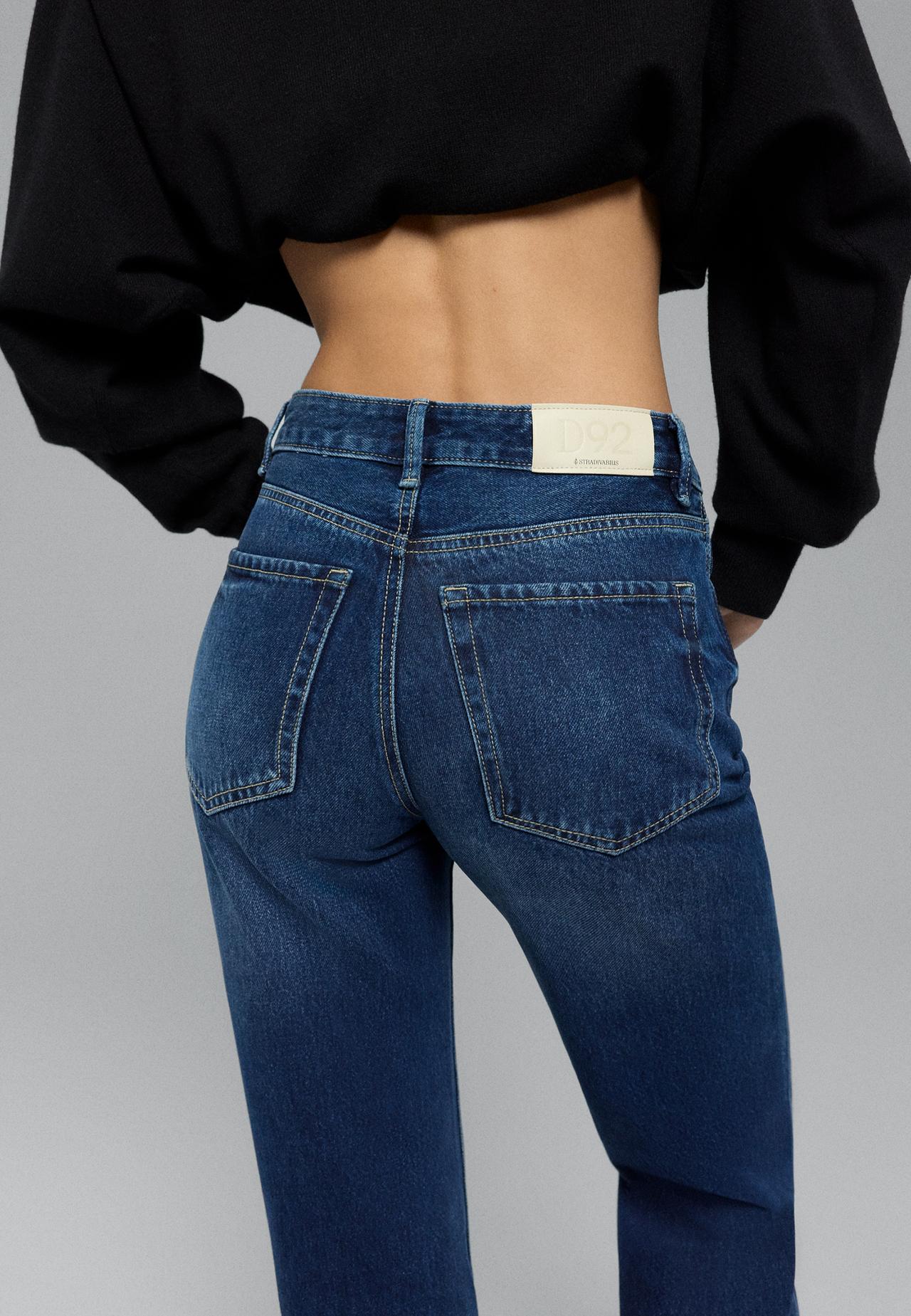 D92 Ripped straight wide-leg jeans — MEDIUM BLUE DENIM